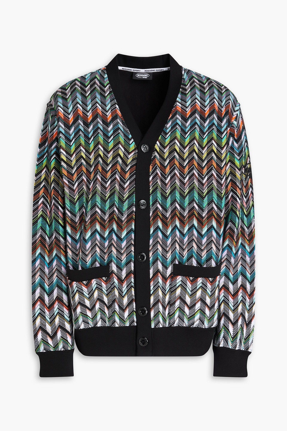 Missoni Jacquard-knit Cotton-blend Cardigan In Black