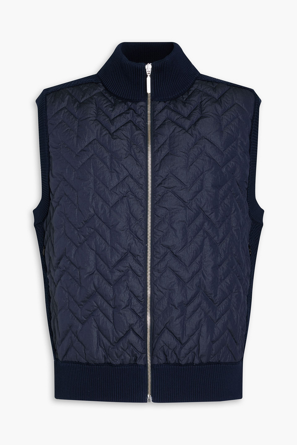 Missoni Quilted Shell-paneled Cotton-blend Down Vest In Navy