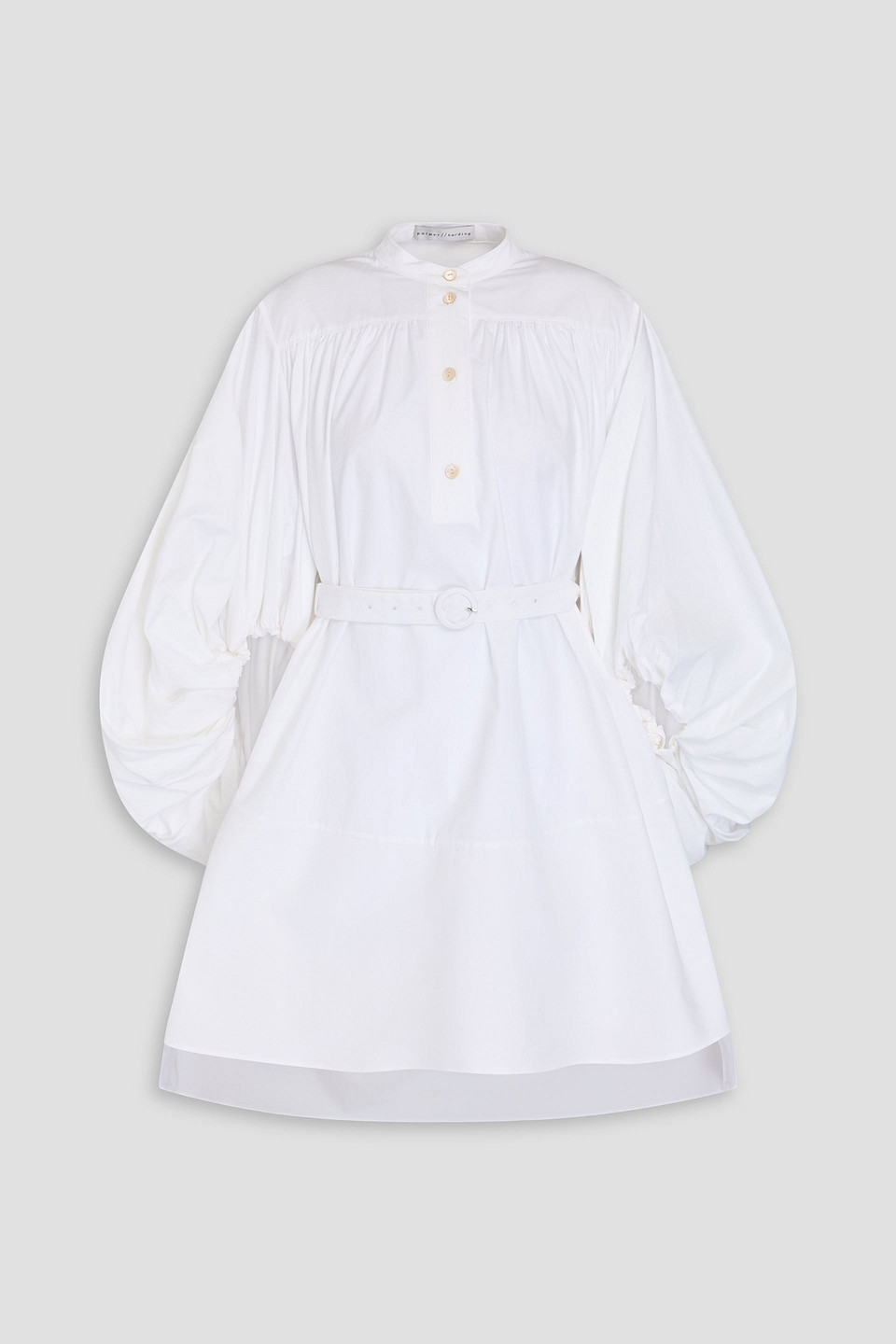 Palmer Harding Tender Belted Piqué-trimmed Cotton-poplin Shirt Dress In Brown