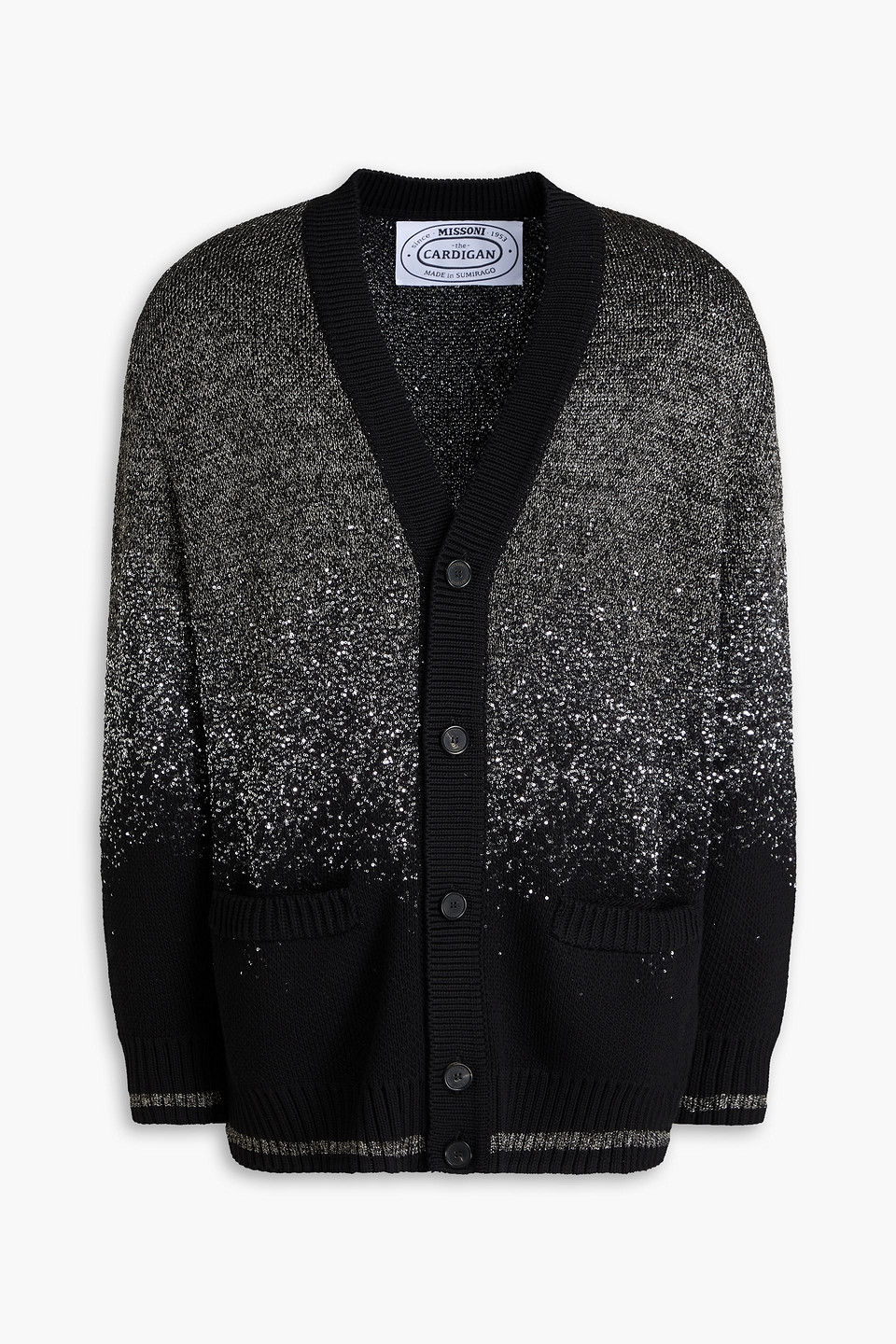 Missoni Sequin-embellished Metallic Knitted Cardigan In Black