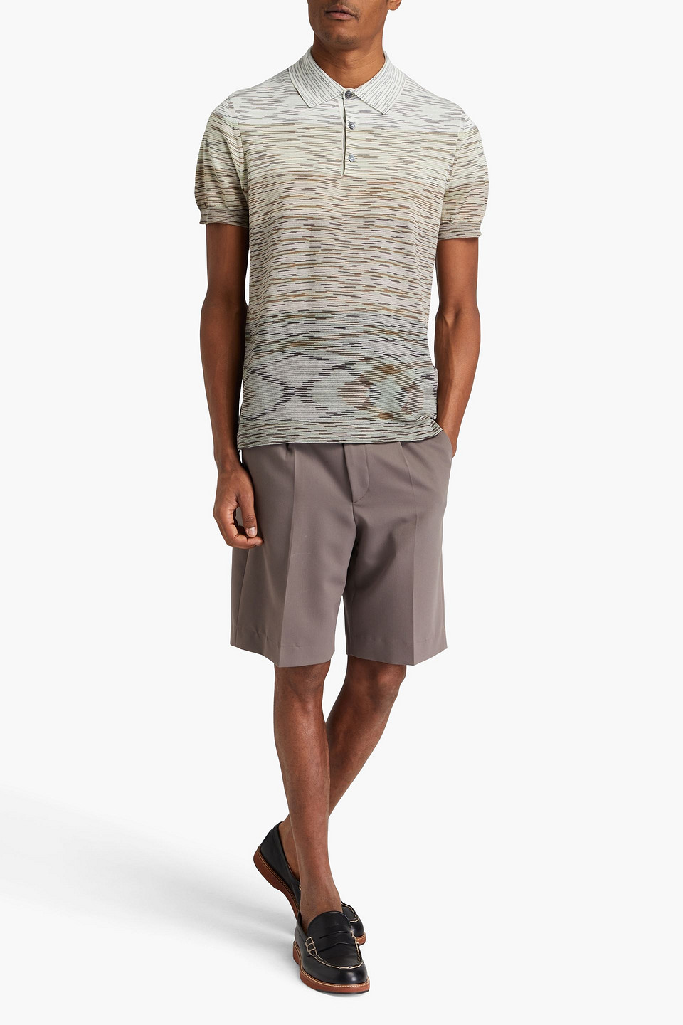 Shop Missoni Space-dyed Cotton Polo Shirt In Light Brown