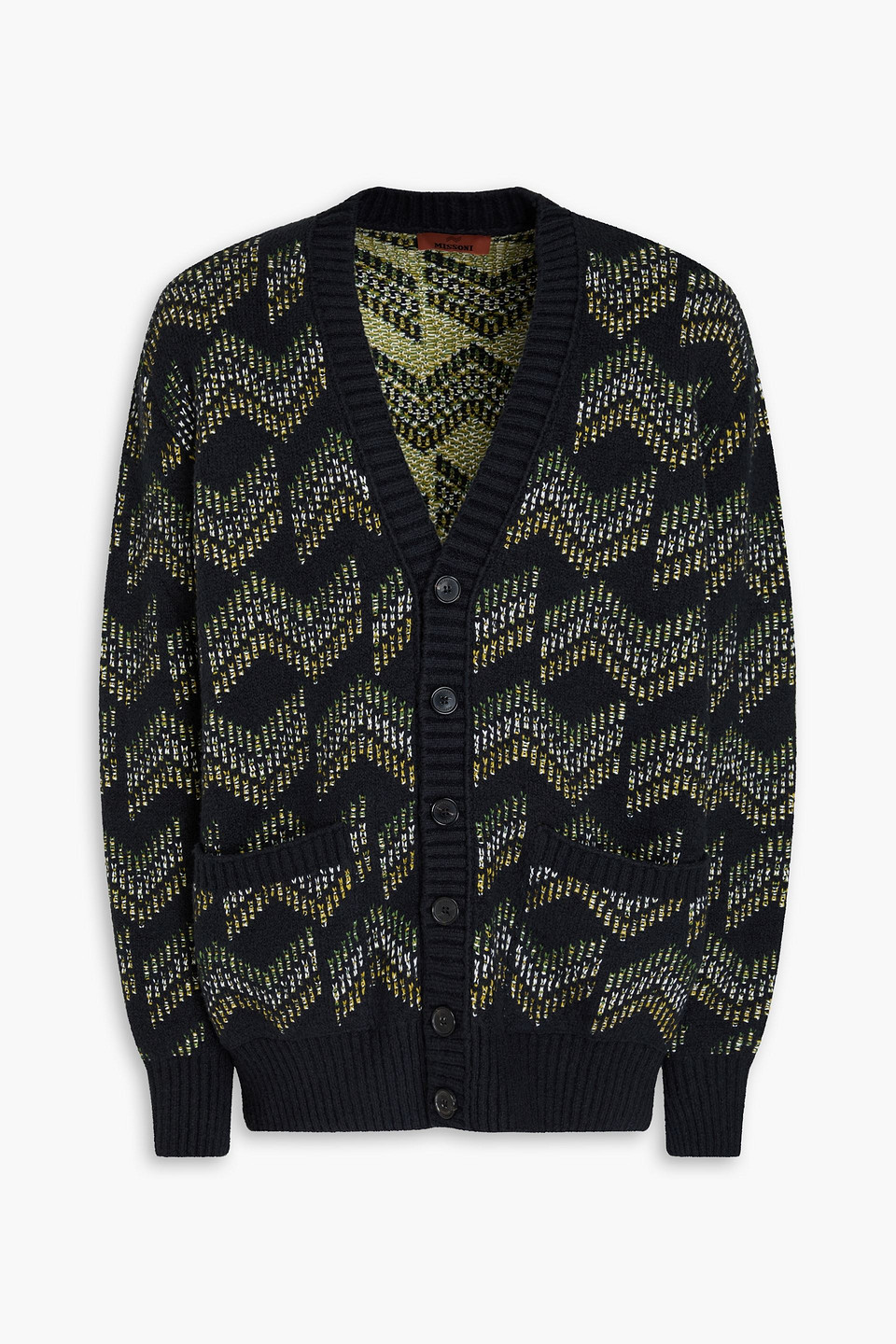 Missoni Chevron Jacquard-knit Cardigan In Black