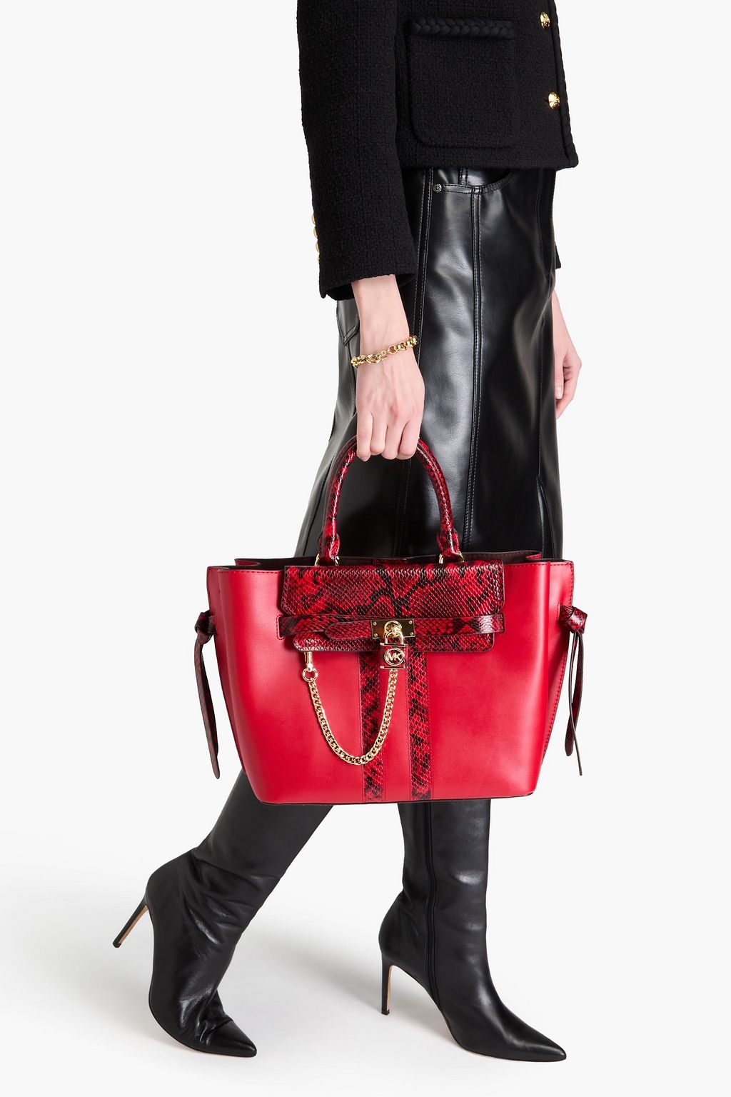 MICHAEL MICHAEL KORS Hamilton Legacy snake-effect leather and leather tote
