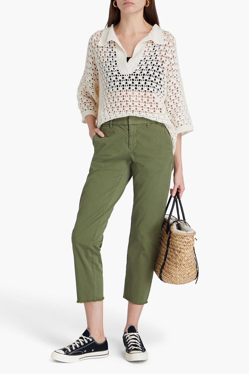 NILI LOTAN East Hampton cropped cotton-blend twill slim-leg pants