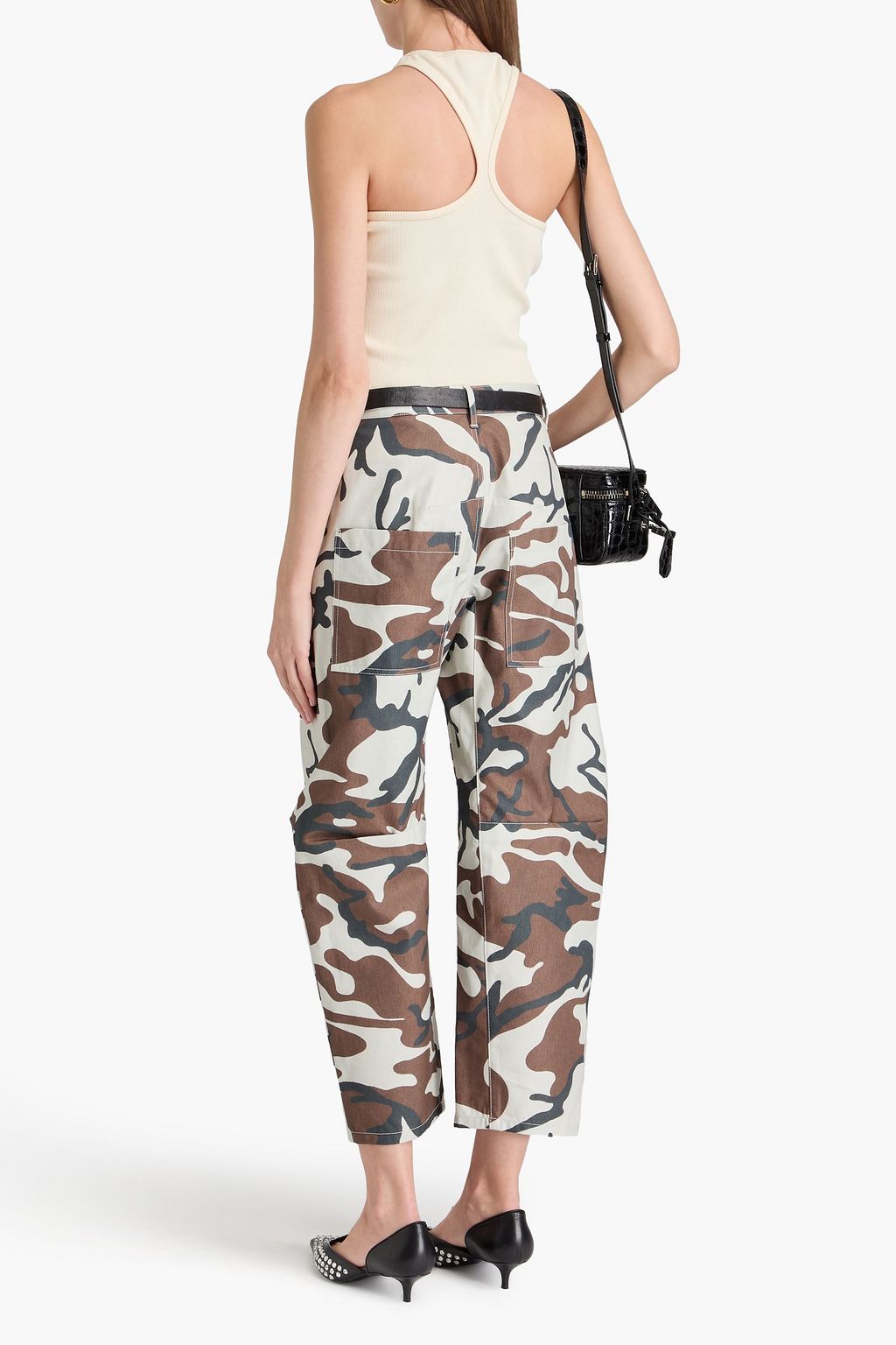 NILI LOTAN Shon cropped camouflage-print cotton tapered pants