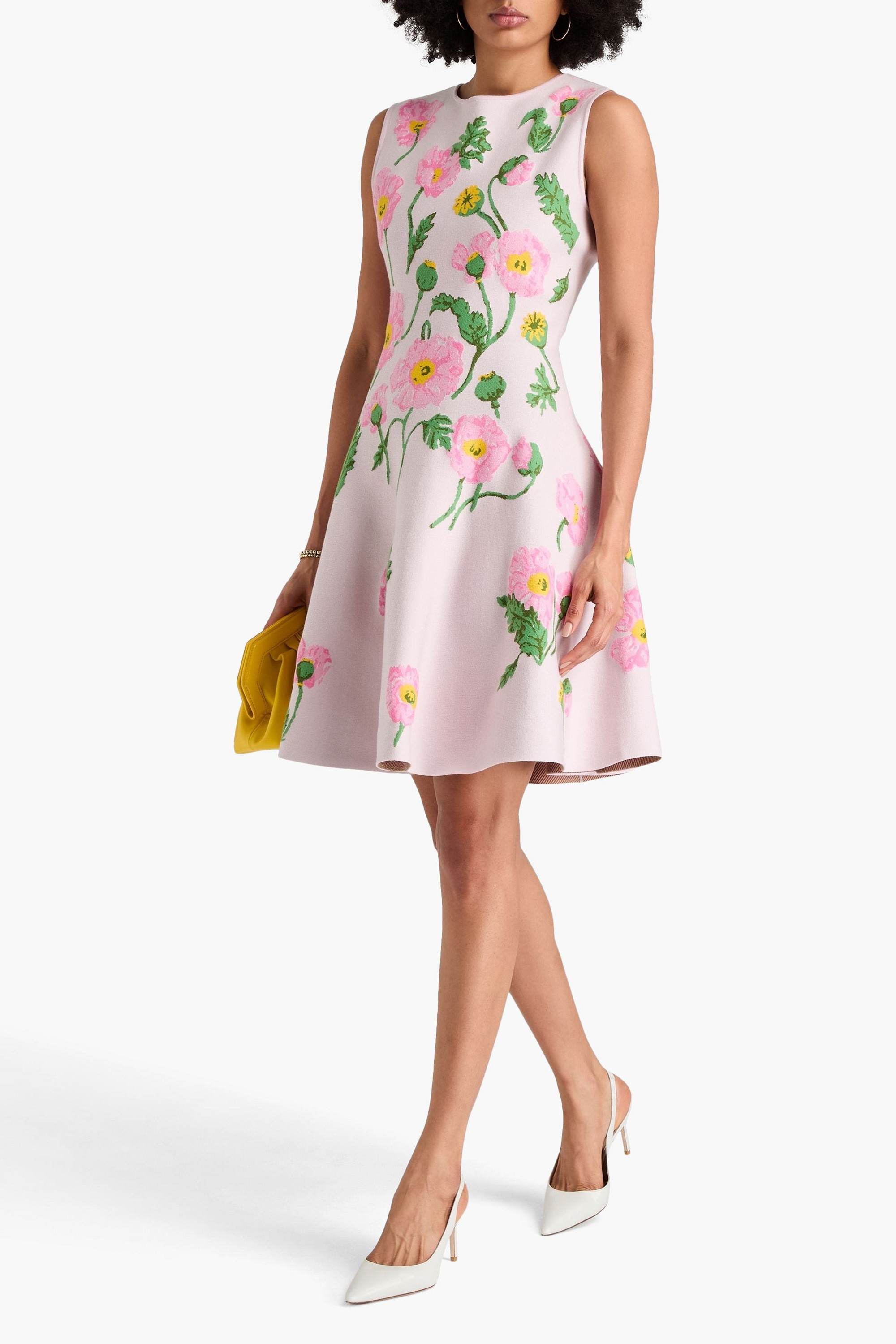 Oscar de la Renta Jacquard-knit cotton-blend dress