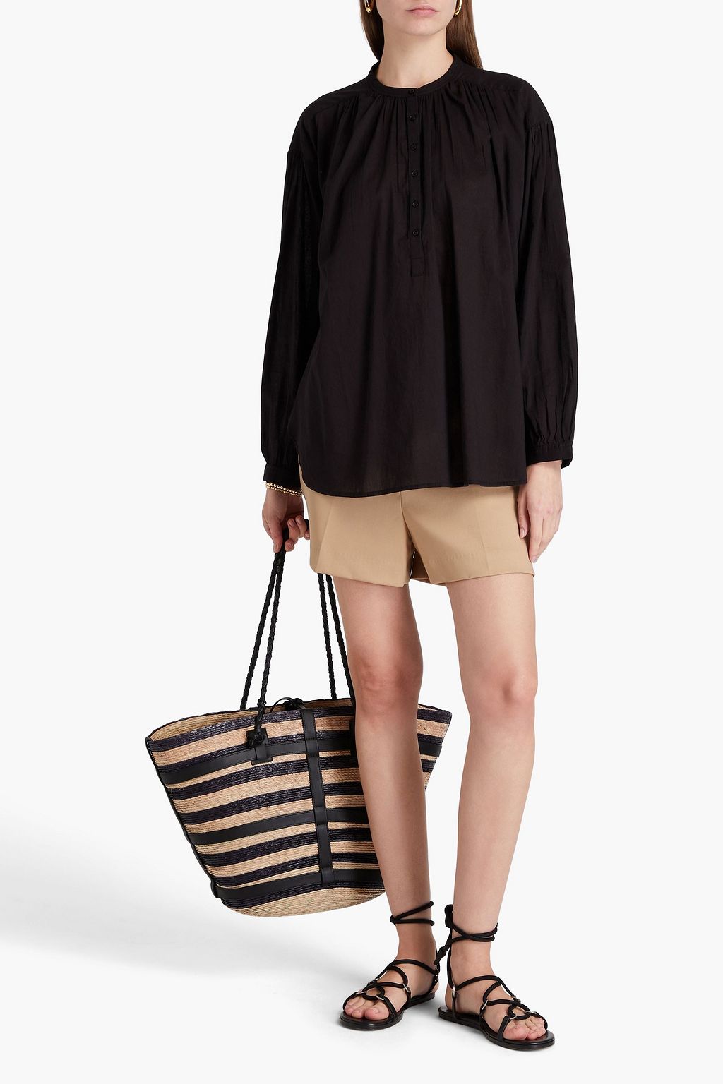 NILI LOTAN Neville  gathered cotton-voile blouse