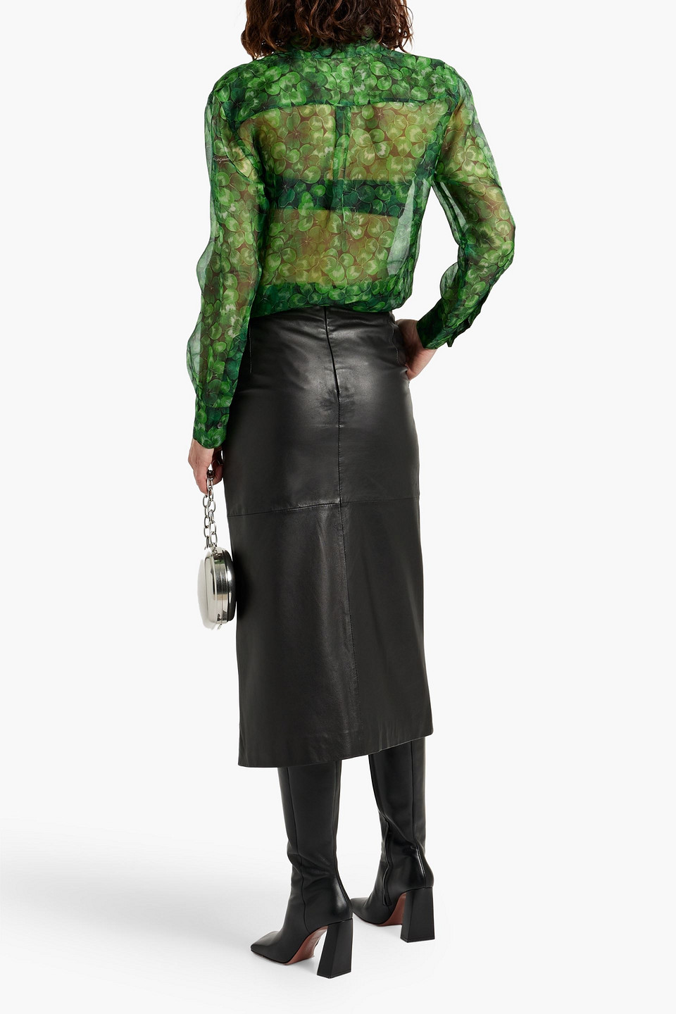 Dolce & Gabbana Printed Silk-organza Shirt In Leaf Green