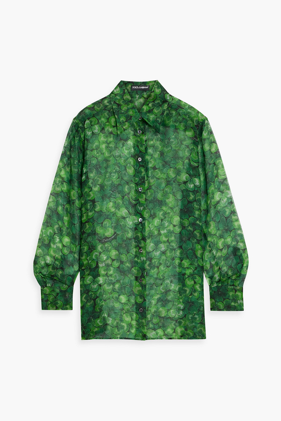 Dolce & Gabbana Printed Silk-organza Shirt In Leaf Green
