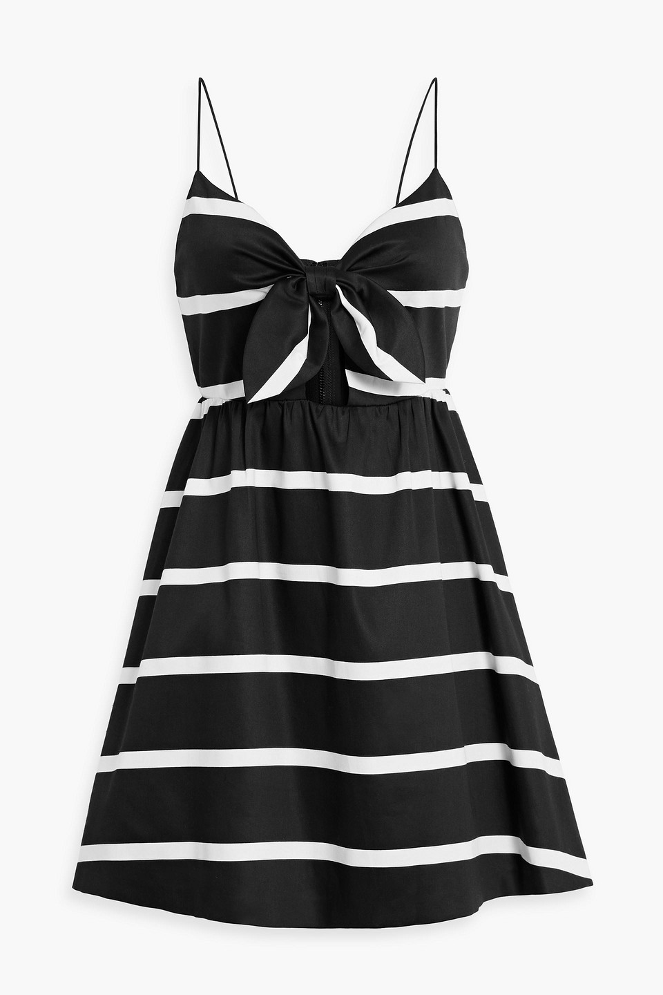 Alice And Olivia Melvina Striped Cotton-blend Mini Dress In Black
