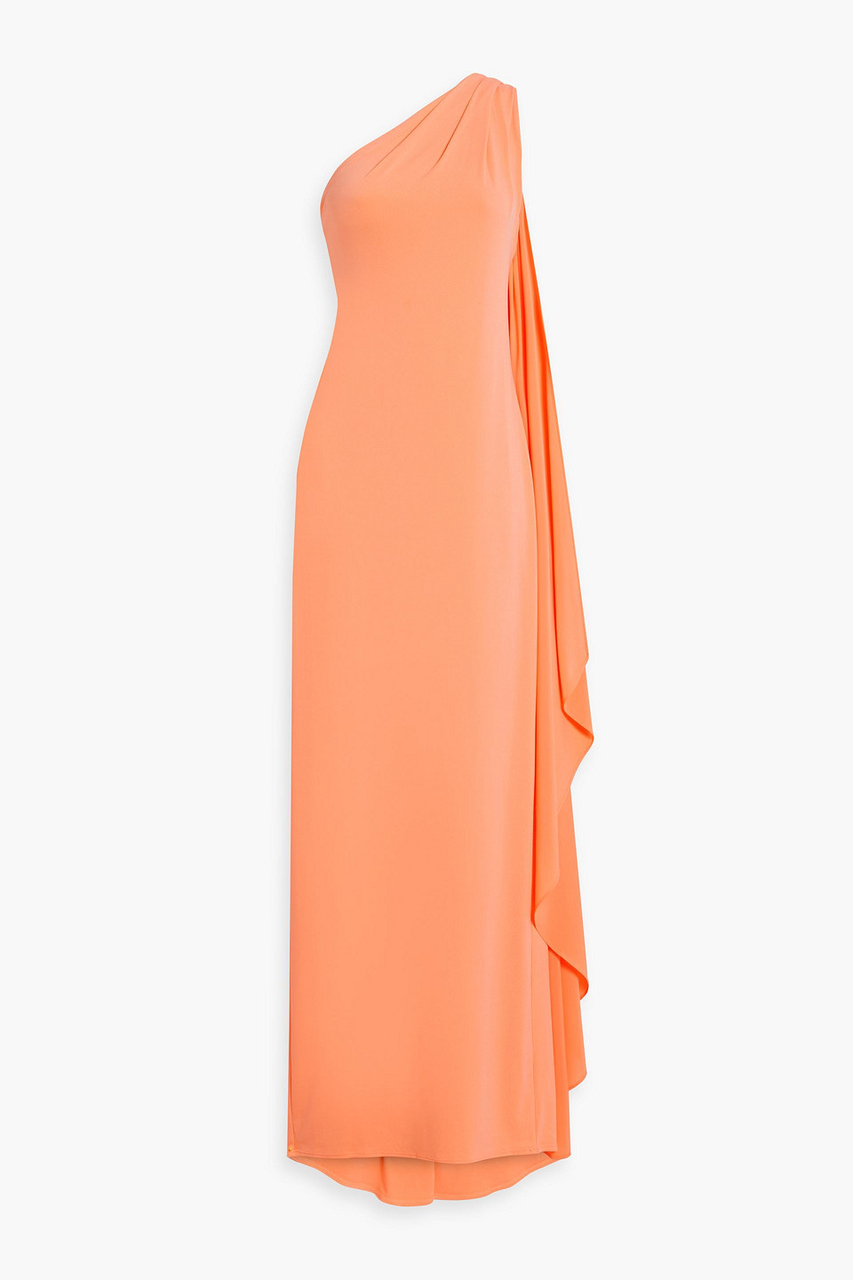 Alice And Olivia Anja One-shoulder Draped Crepe Maxi Dress In Peach