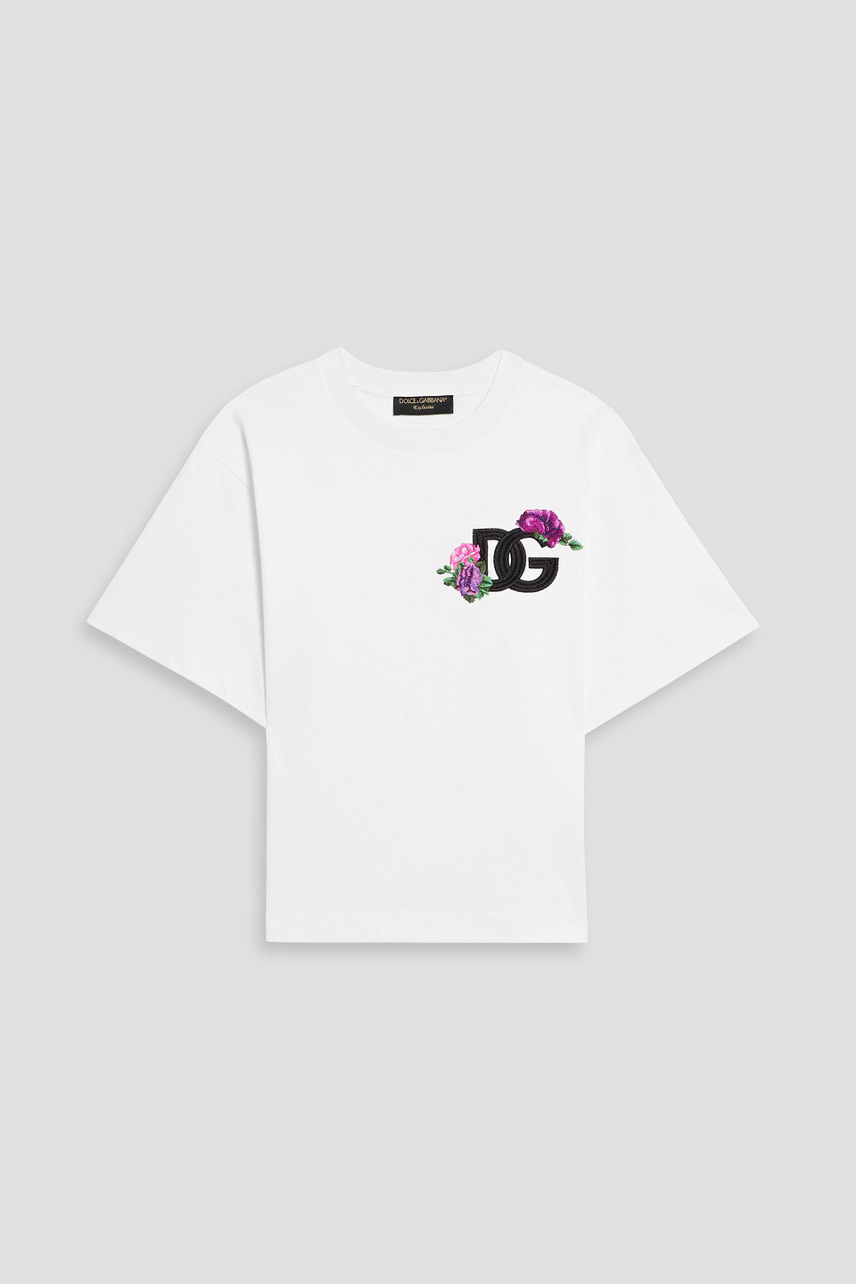 Dolce & Gabbana Embroidered Cotton-jersey T-shirt In White