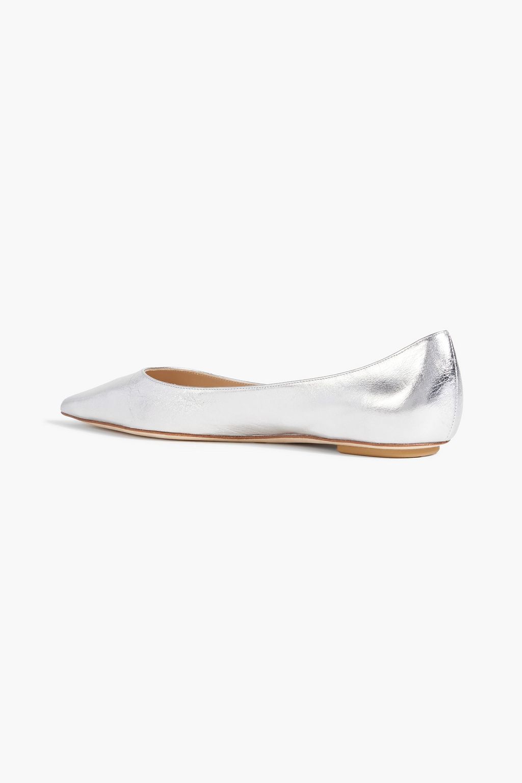 STUART WEITZMAN Emilia metallic textured-leather point-toe flats