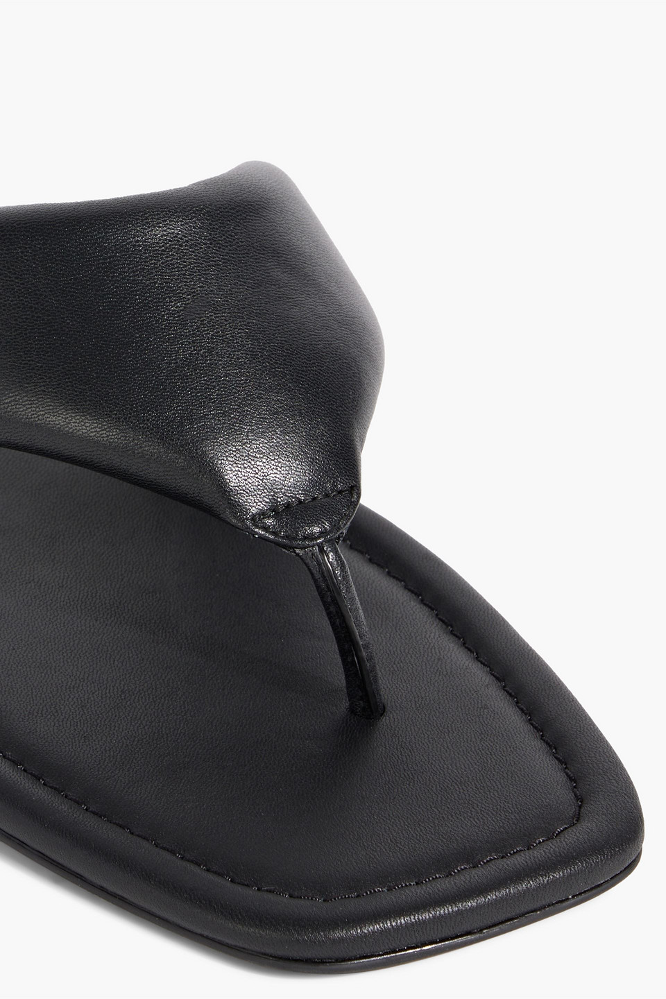 Stuart Weitzman Maui Padded Leather Flip Flops In Black