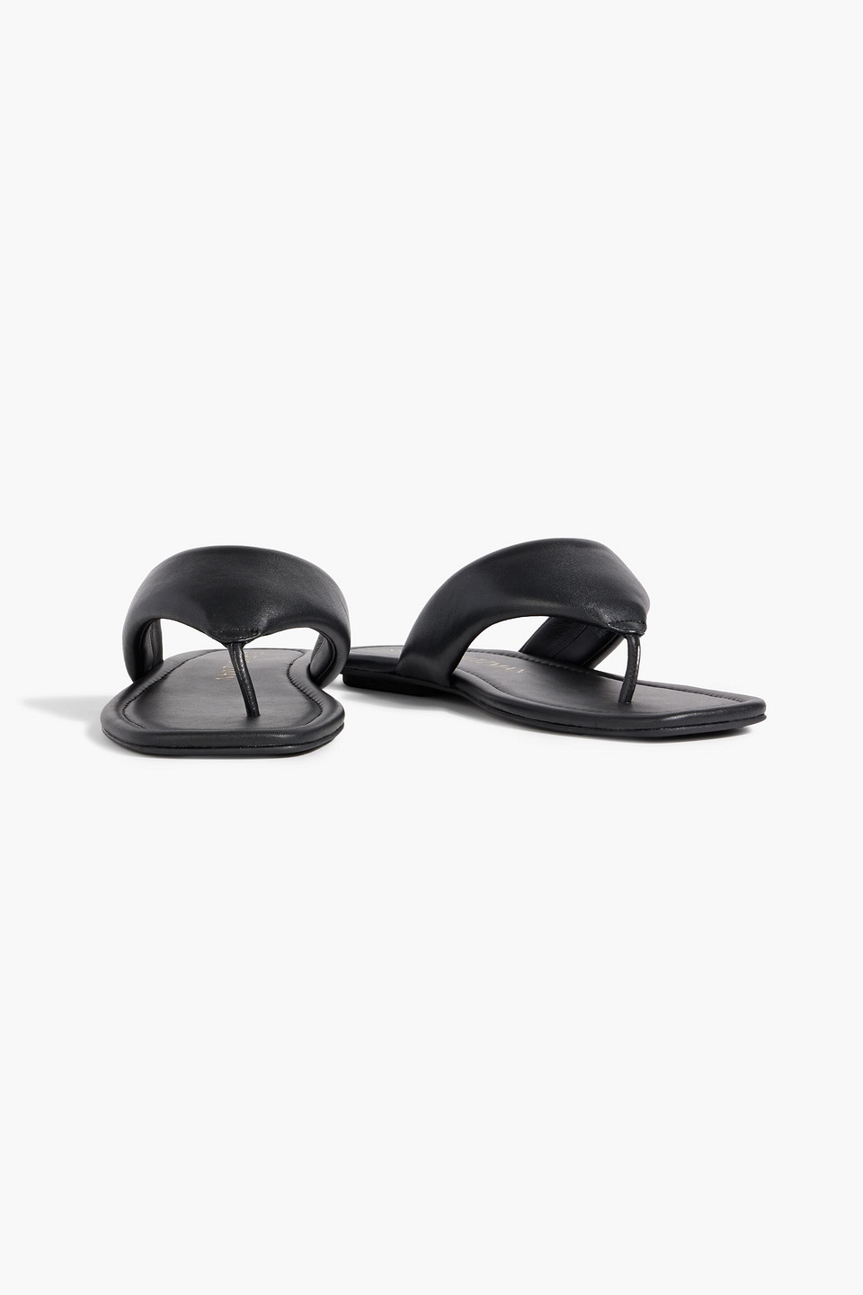 Stuart Weitzman Maui Padded Leather Flip Flops In Black