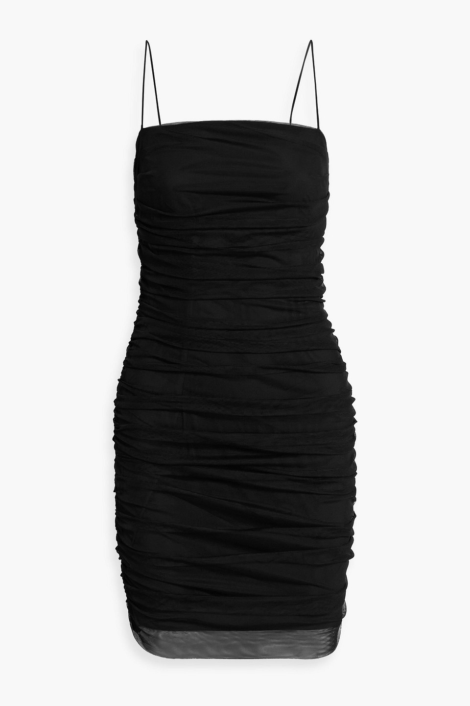 Alice And Olivia Cruz Ruched Tulle Mini Dress In Black