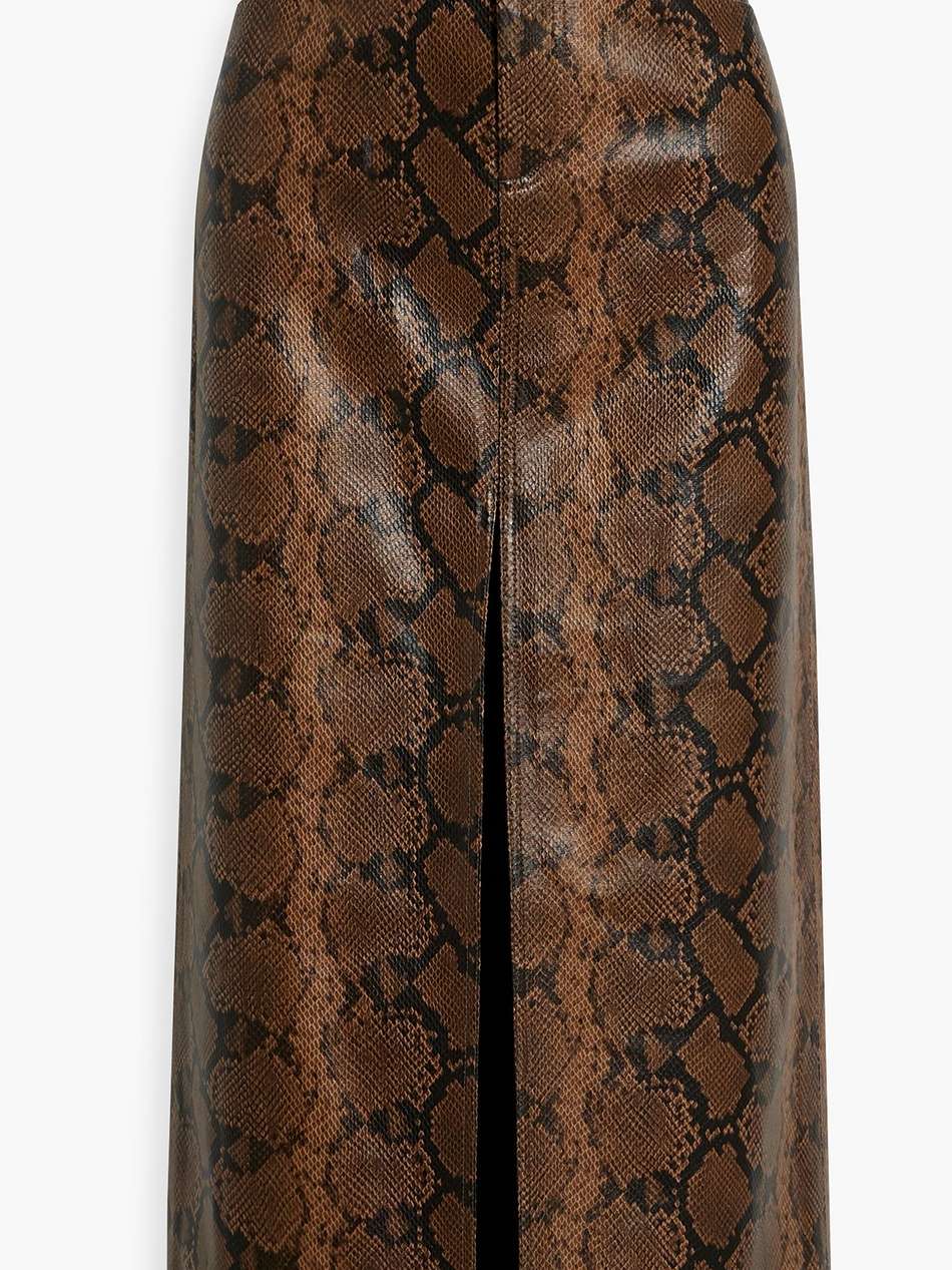 rye faux snake-effect leather midi skirt