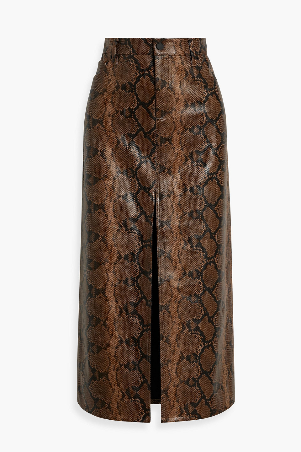 Rye snake-effect midi skirt