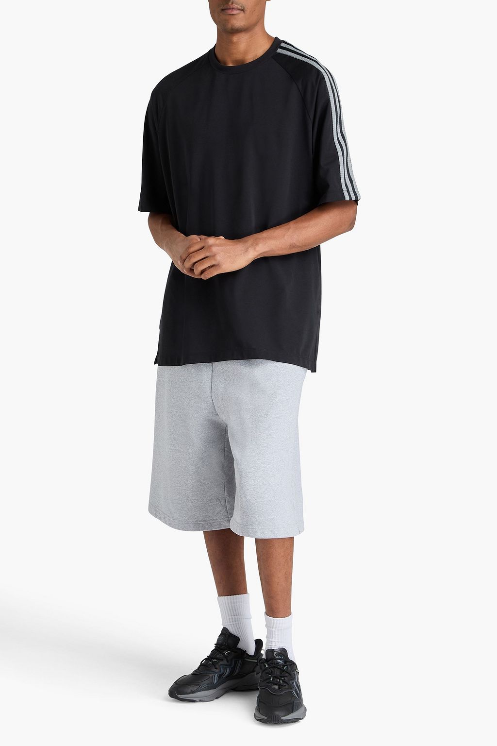 Y-3 스트라이프 코튼 혼방 저지 티셔츠