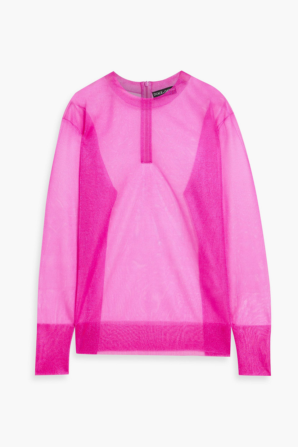 Dolce & Gabbana Metallic Tulle Blouse In Bright Pink
