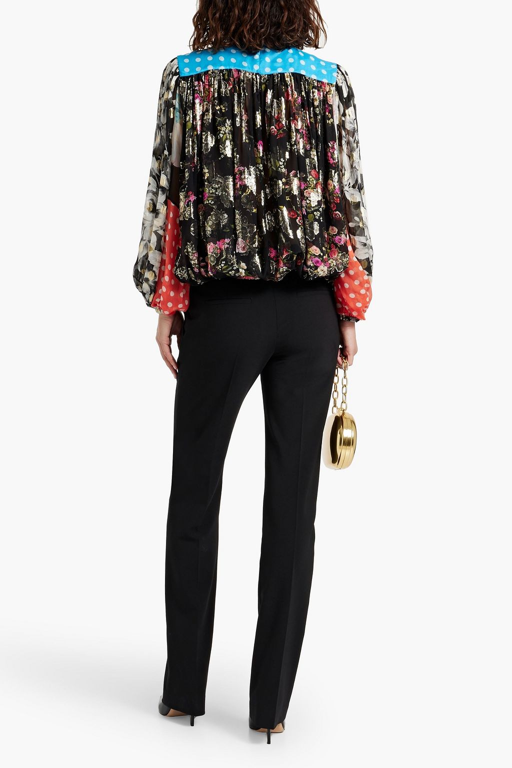 DOLCE&GABBANA Printed metallic fil coupé chiffon blouse
