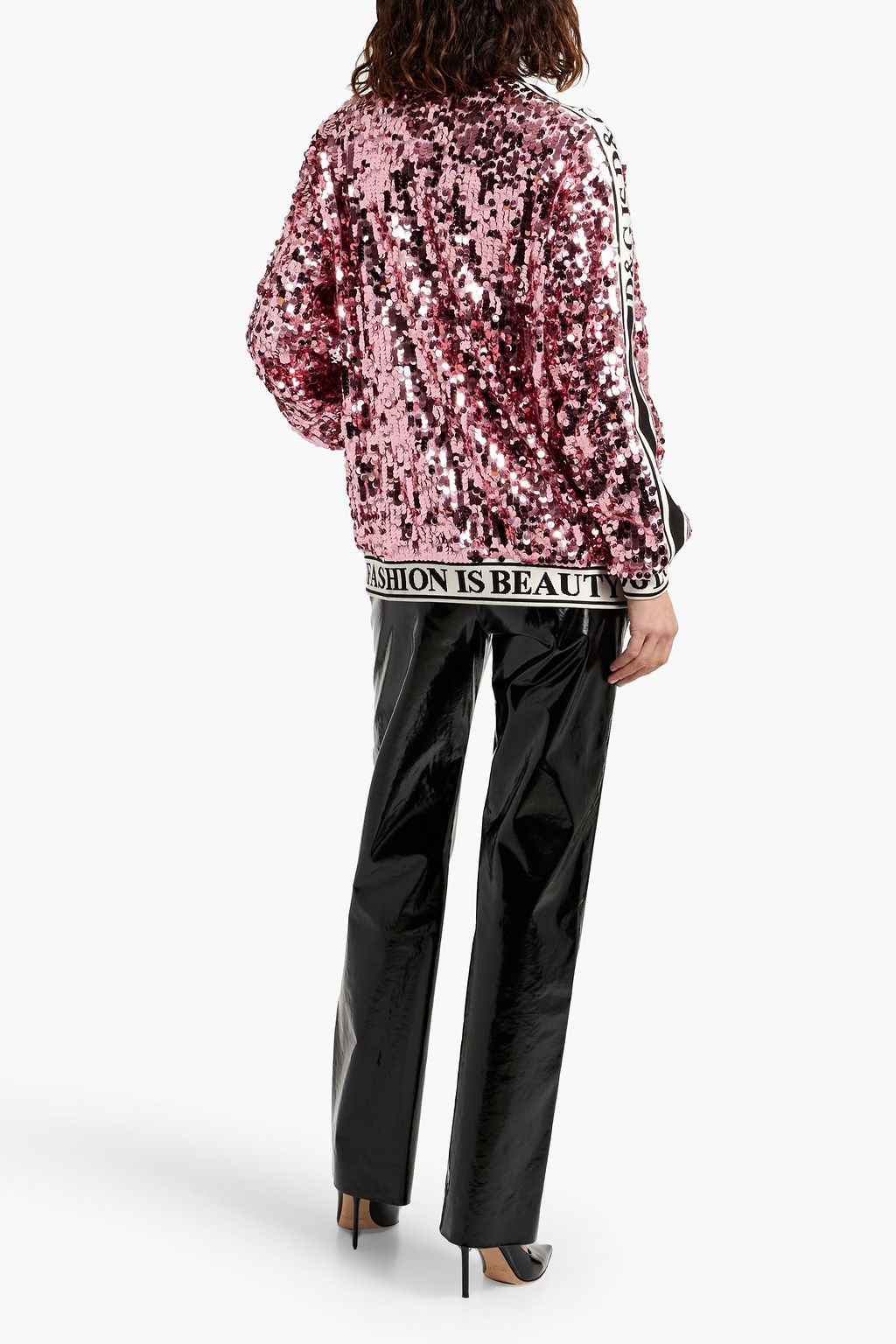 DOLCE&GABBANA Sequined tulle and silk-blend jacquard top