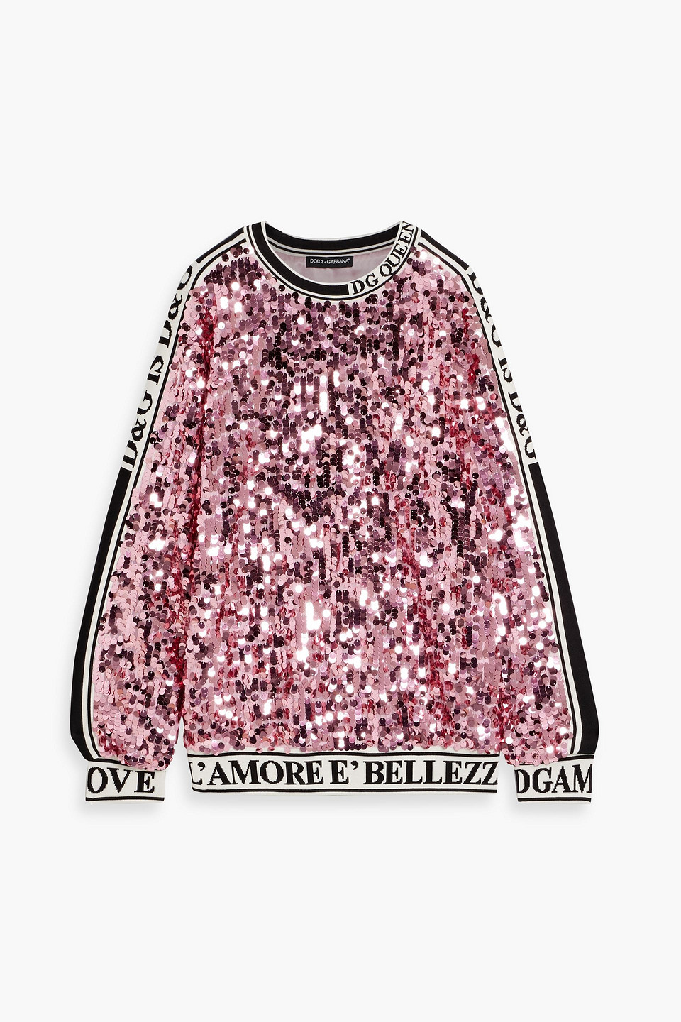 Dolce & Gabbana Sequined Tulle And Silk-blend Jacquard Top In Pink