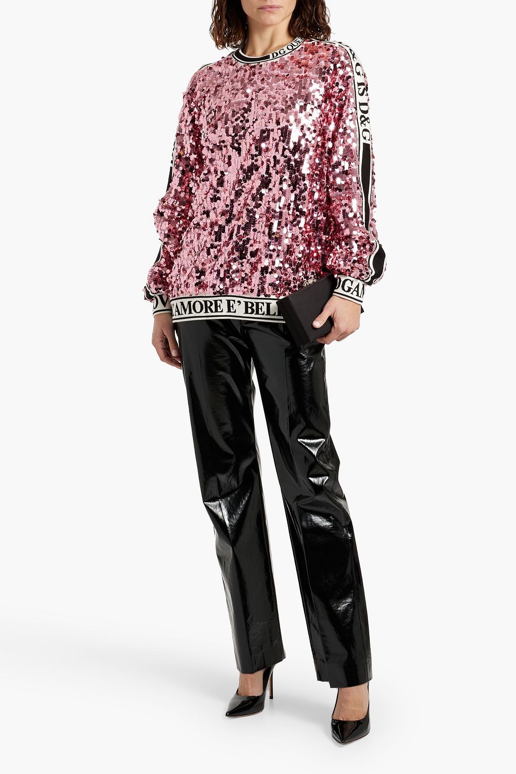 DOLCE&GABBANA Sequined tulle and silk-blend jacquard top