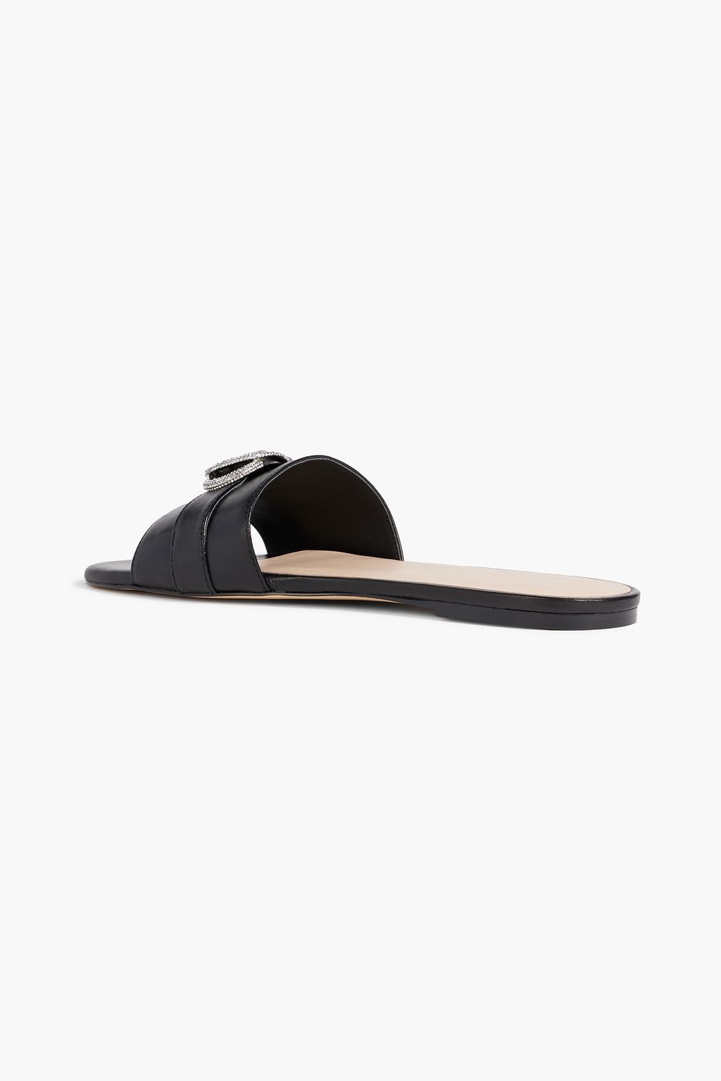 STUART WEITZMAN Crystal-embellished leather slides