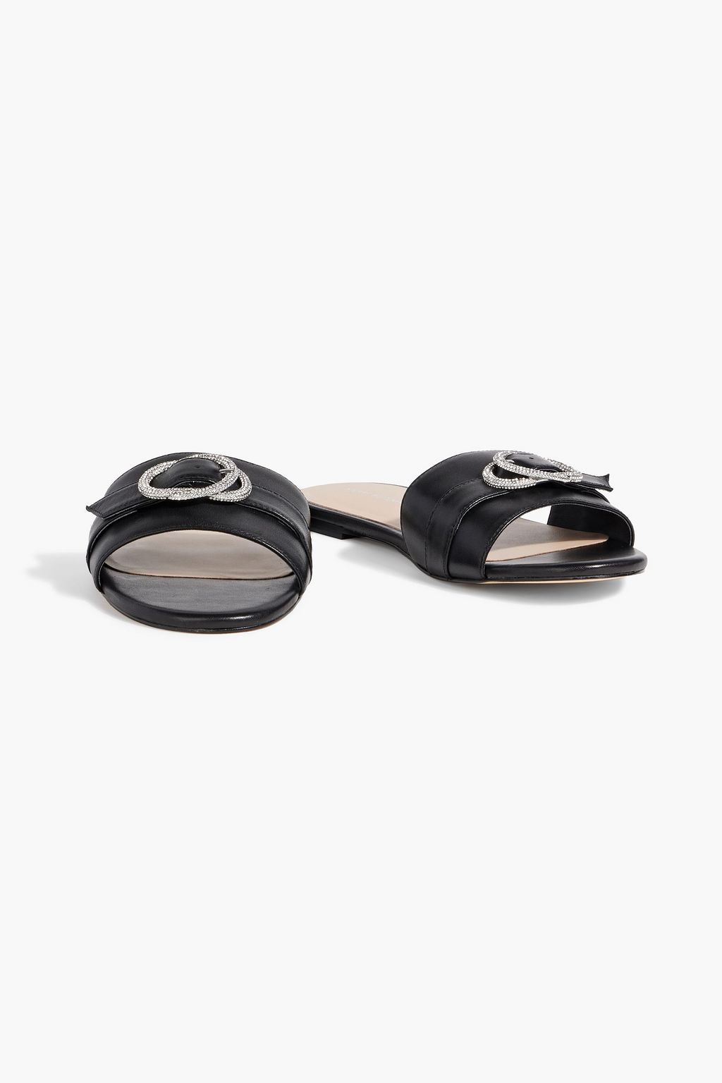 STUART WEITZMAN Crystal-embellished leather slides