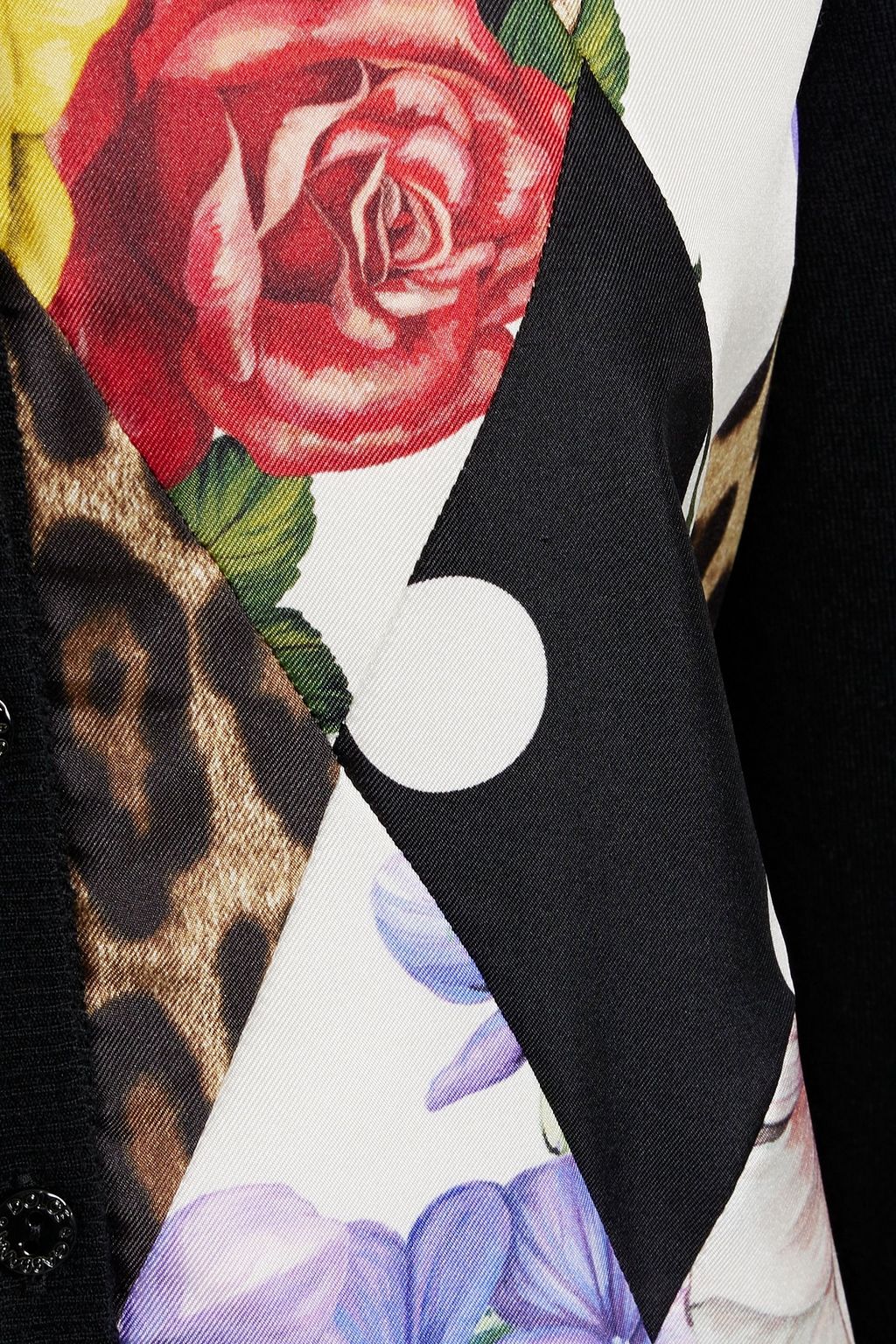 DOLCE&GABBANA Printed twill-paneled cashmere-blend cardigan