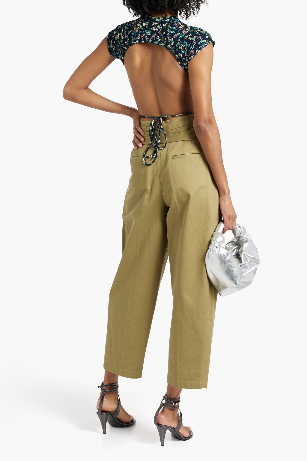 MARANT ÉTOILE Juvia open-back cropped printed stretch-jersey top