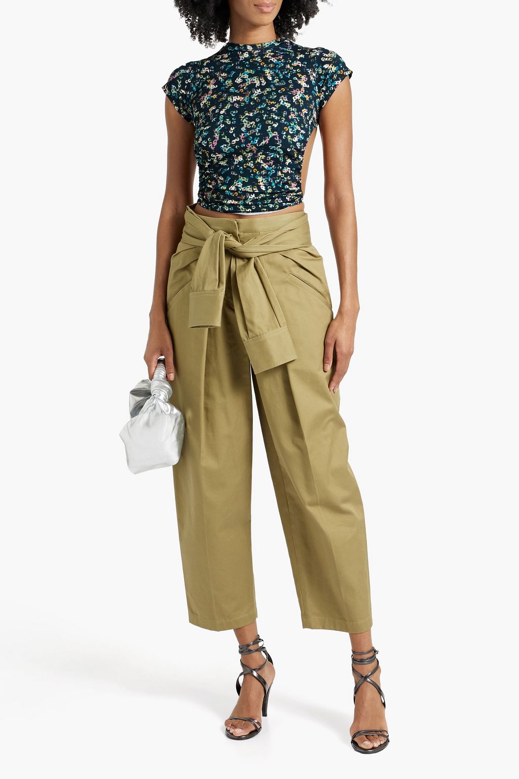 MARANT ÉTOILE Juvia open-back cropped printed stretch-jersey top