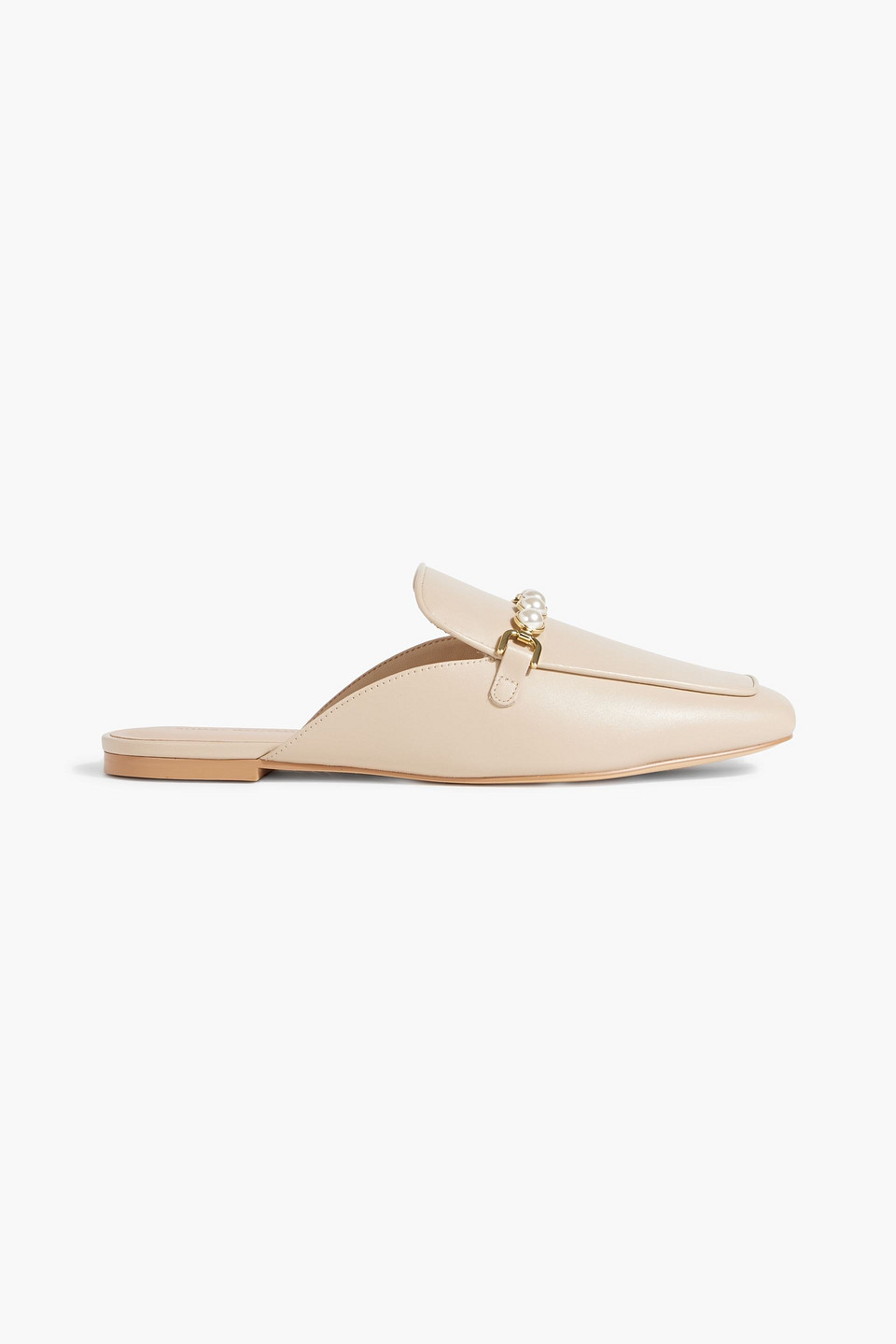 Stuart Weitzman - Perla embellished leather mules - Neutral - EU 40.5