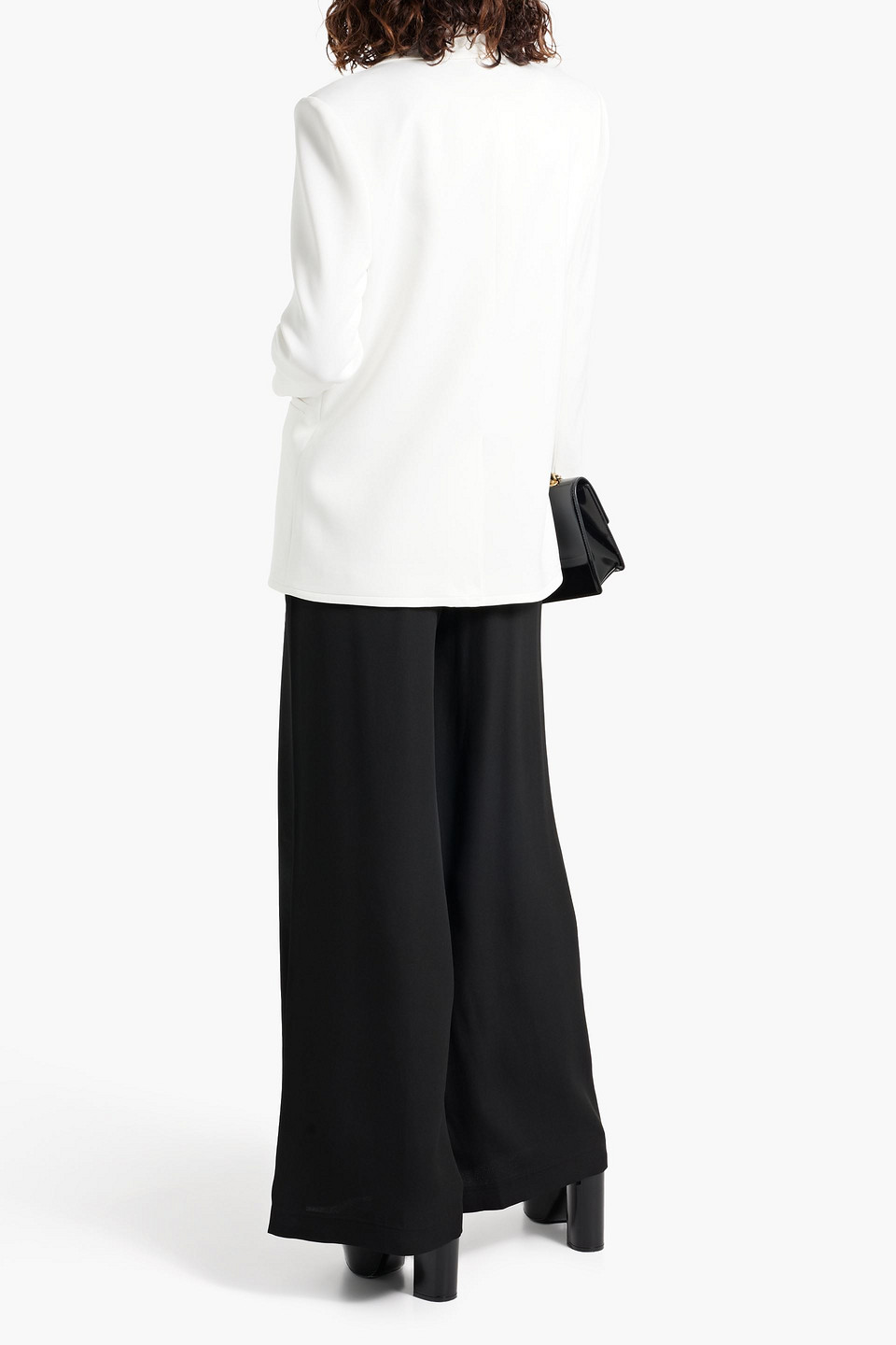 Shop Alice And Olivia Deb Satin-crepe Blazer In White