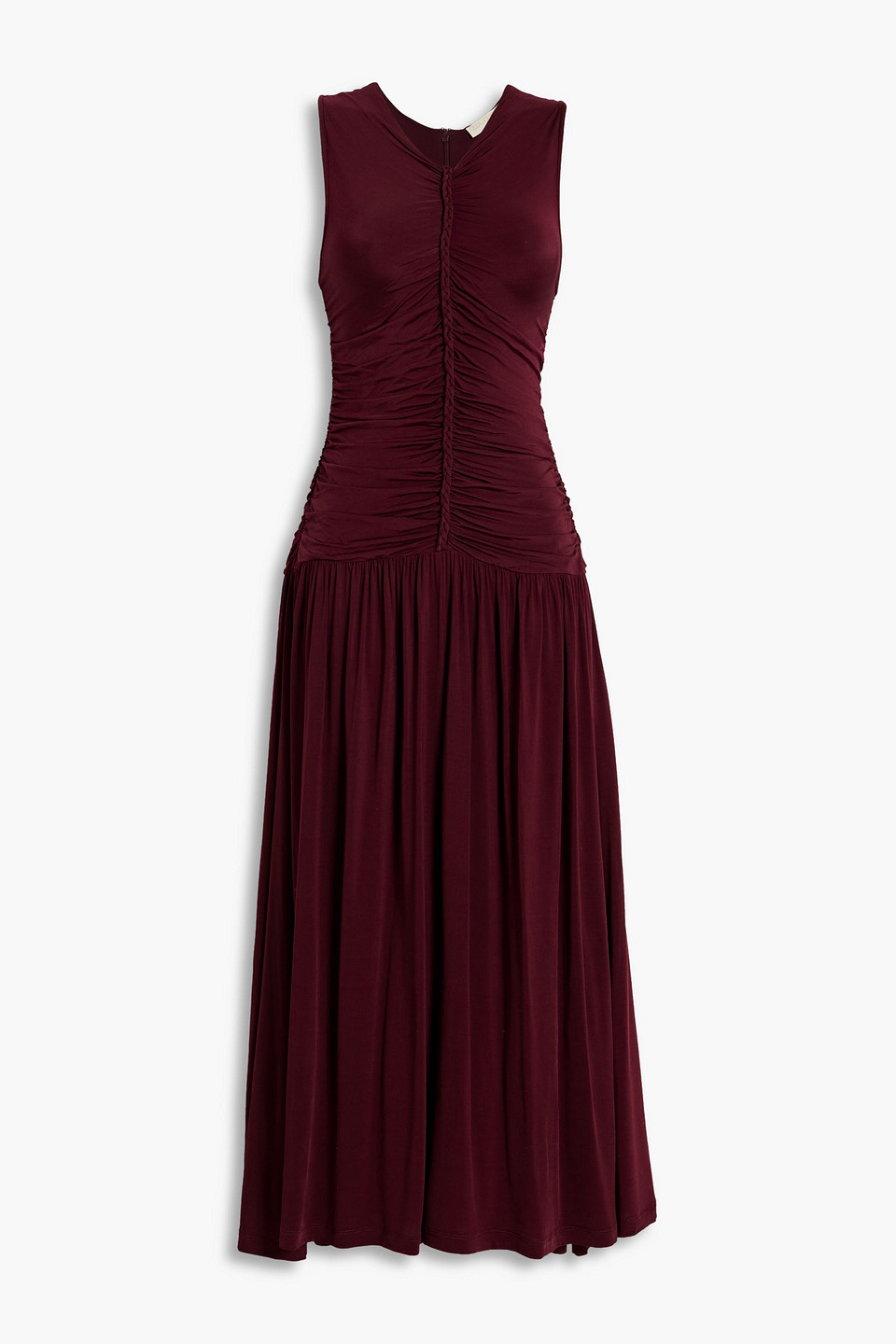 ULLA JOHNSON FLORA RUCHED STRETCH-JERSEY MIDI DRESS
