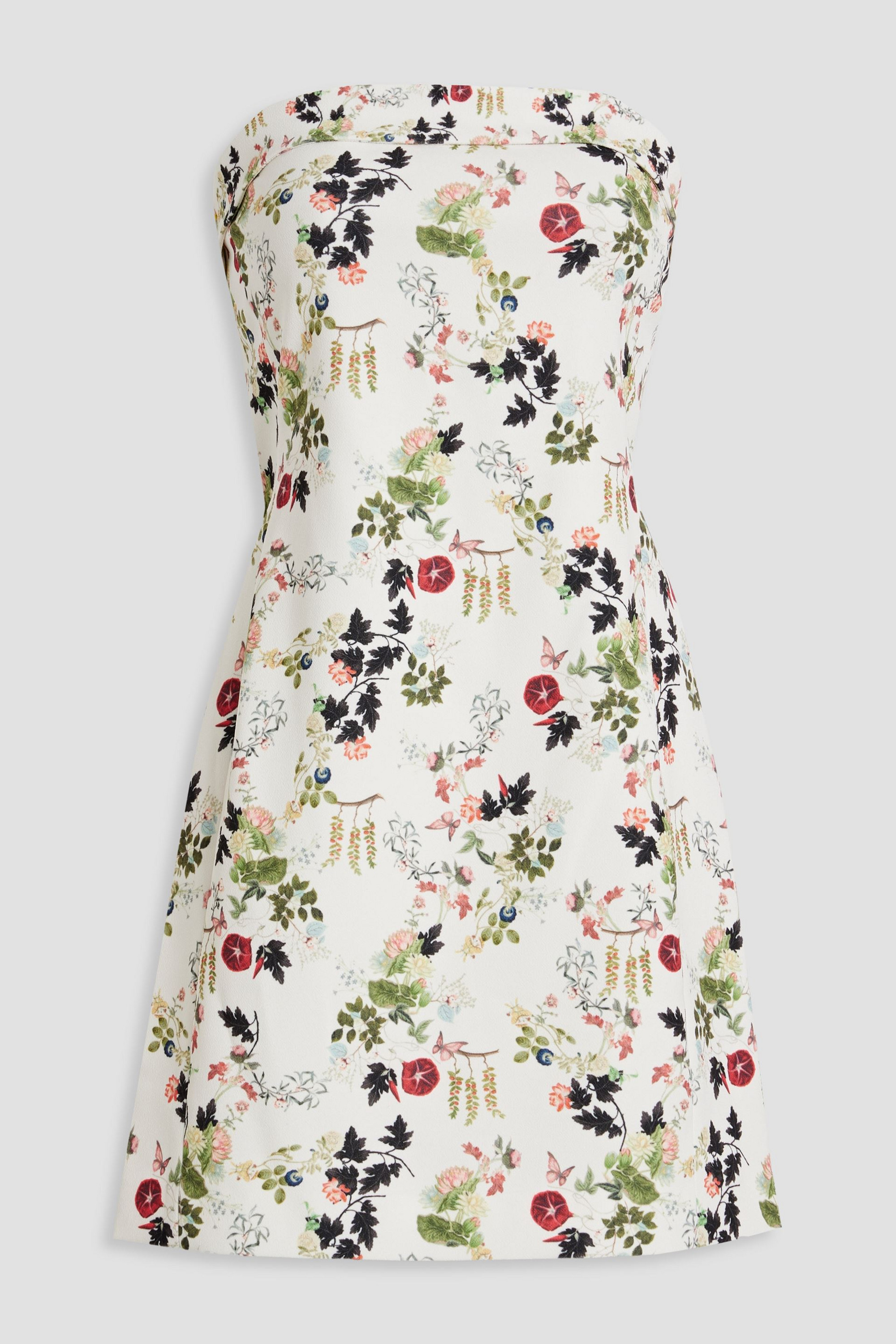 alice + olivia Kelly strapless floral-print crepe mini dress