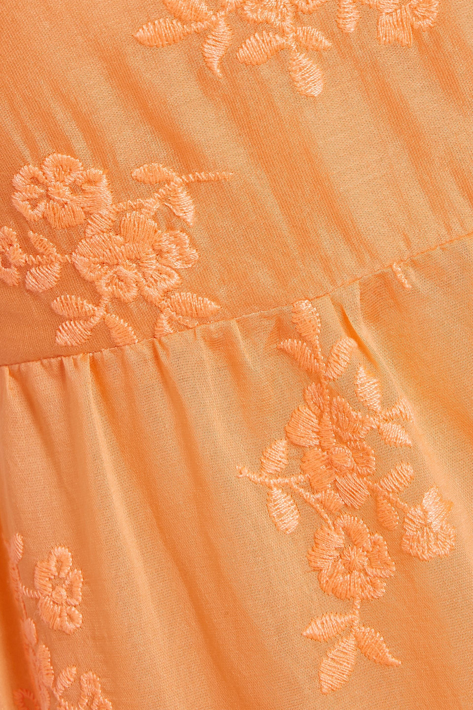 Shop Alice And Olivia Vega Tiered Embroidered Lyocell-blend Voile Maxi Dress In Coral