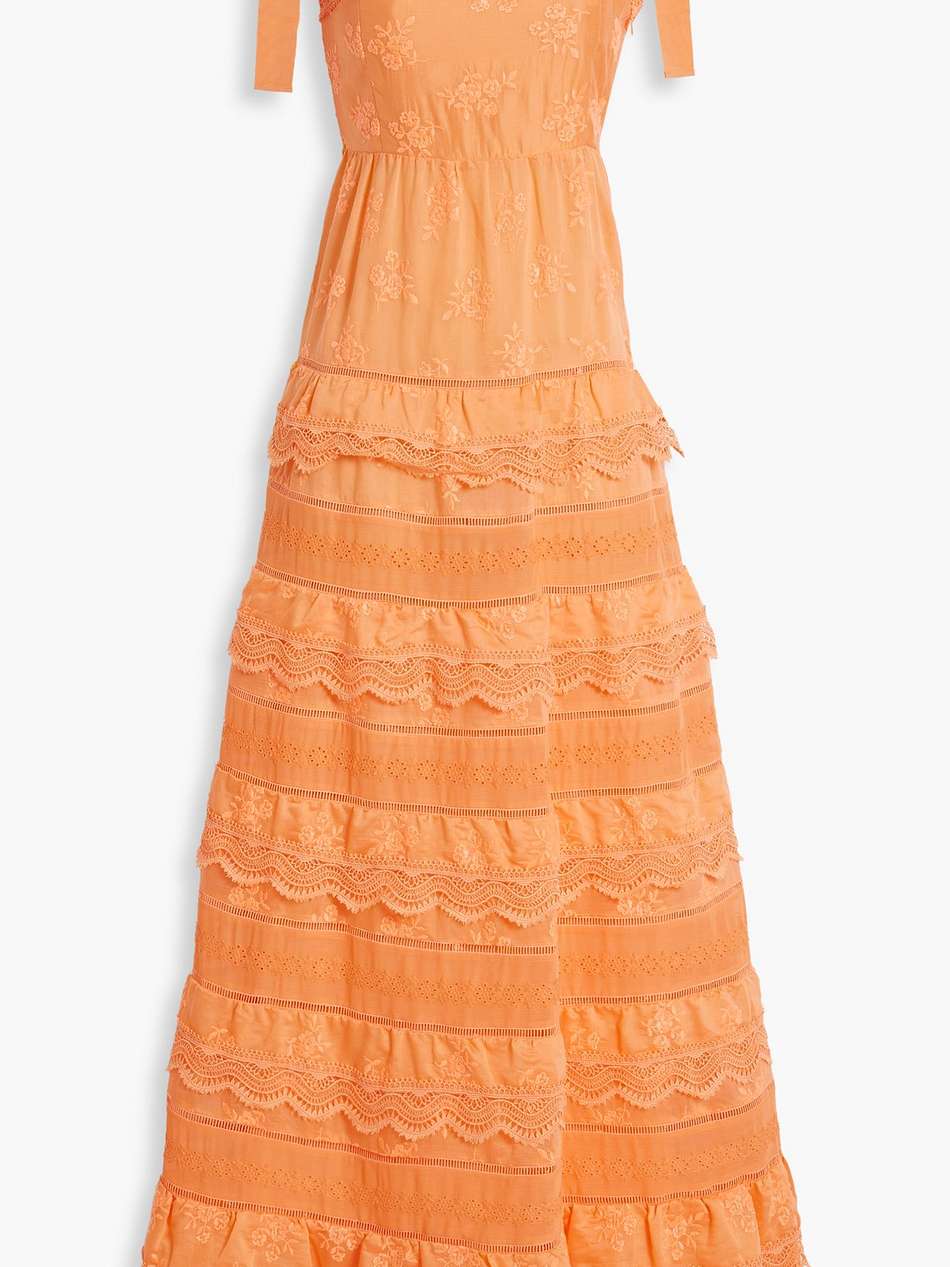 vega tiered embroidered lyocell-blend voile maxi dress