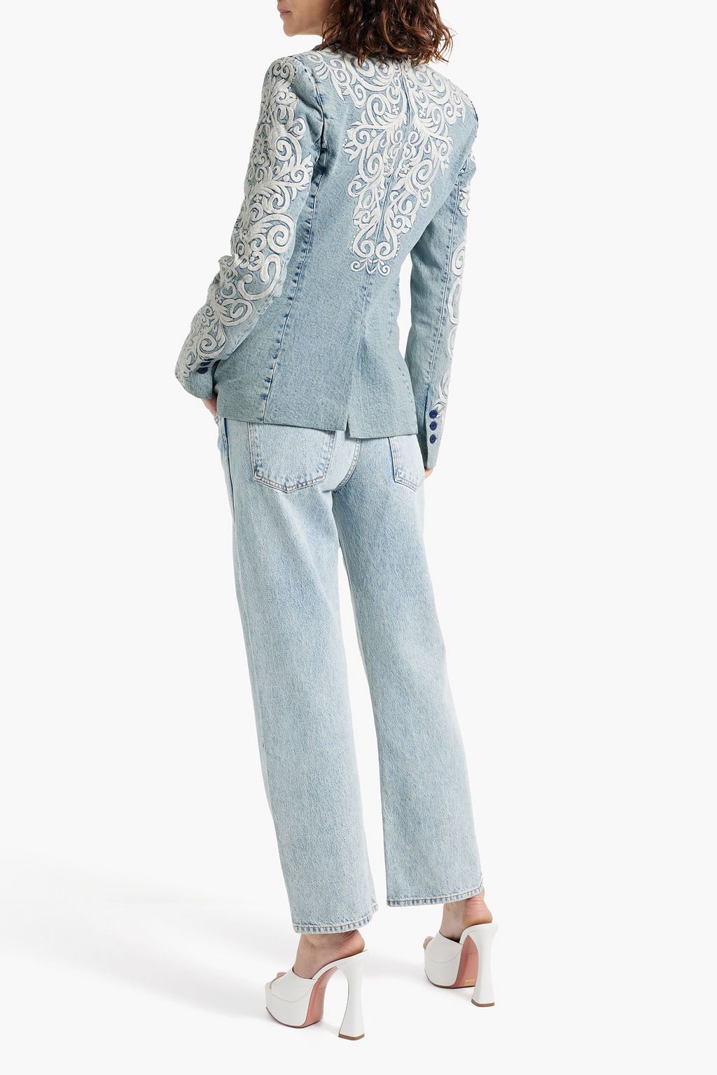 ALICE + OLIVIA JEANS بيلزر "ماسي" من الدنيم مطرز