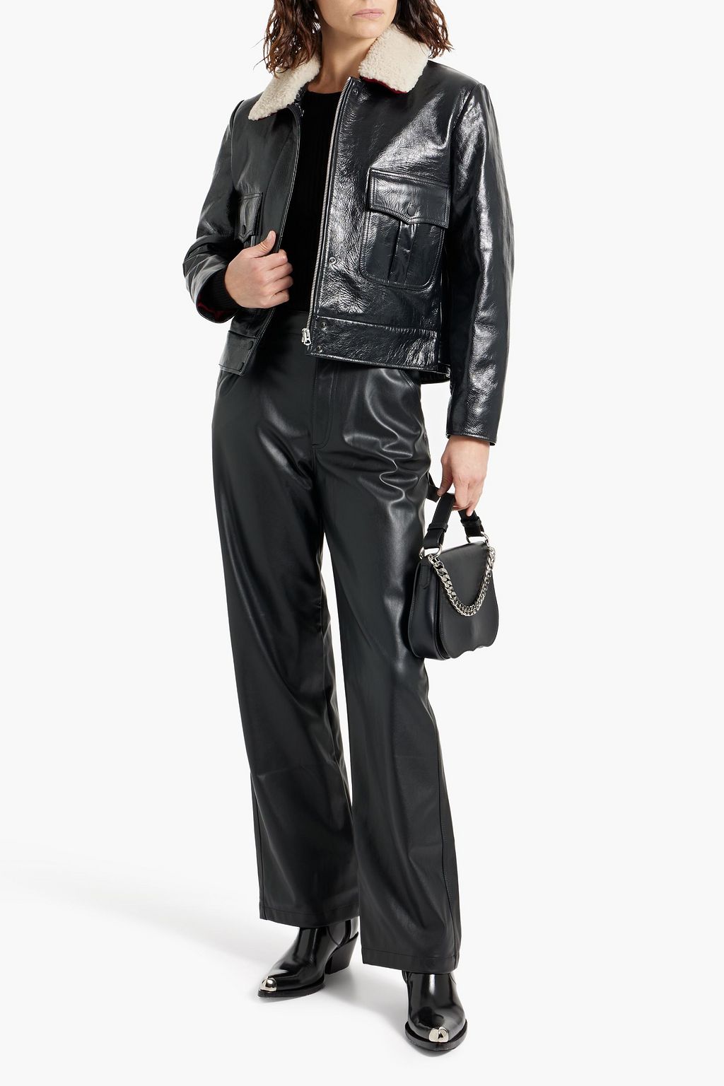 RAG & BONE Colton shearling-trimmed leather jacket