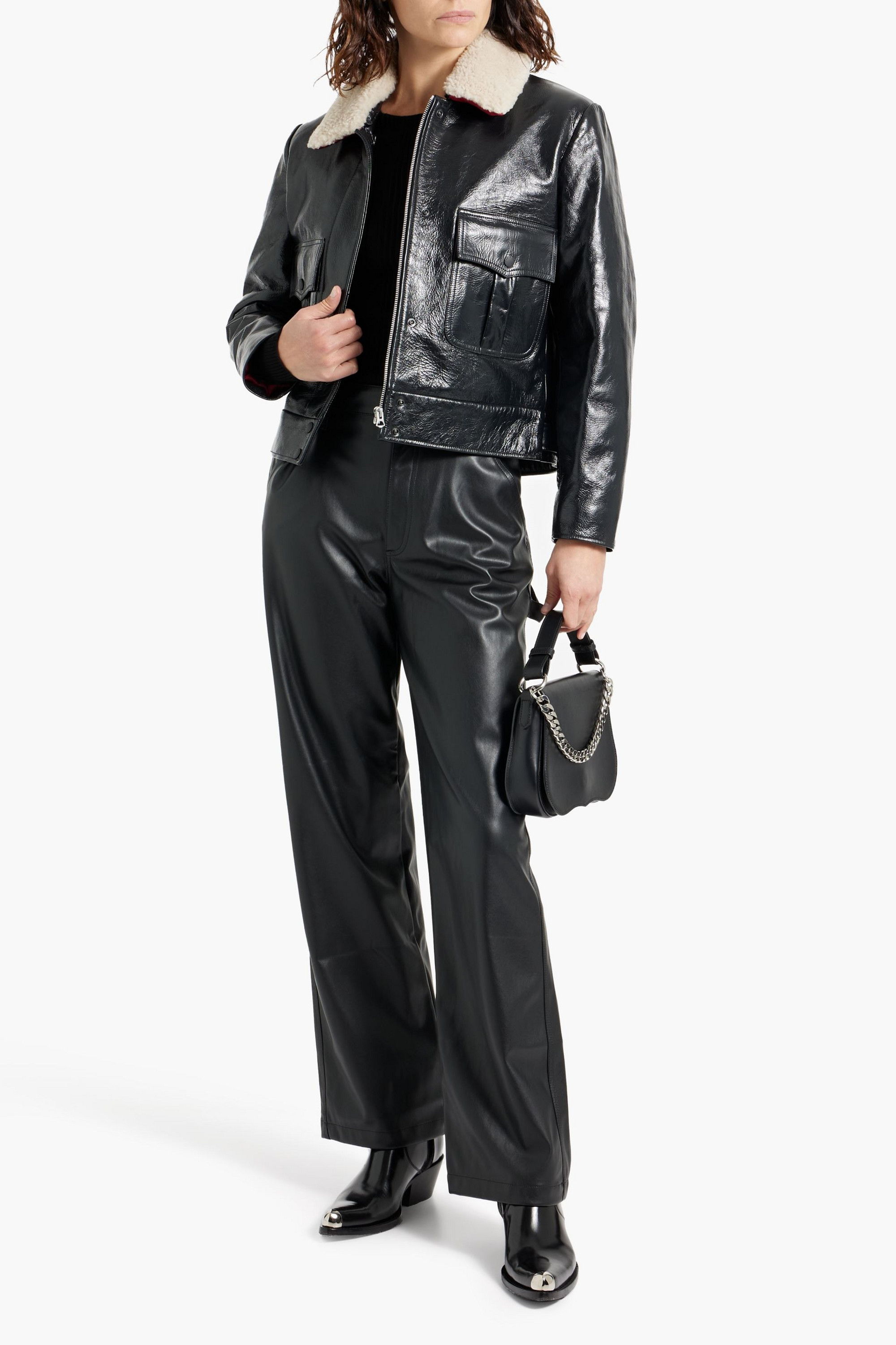 rag & bone Colton shearling-trimmed leather jacket