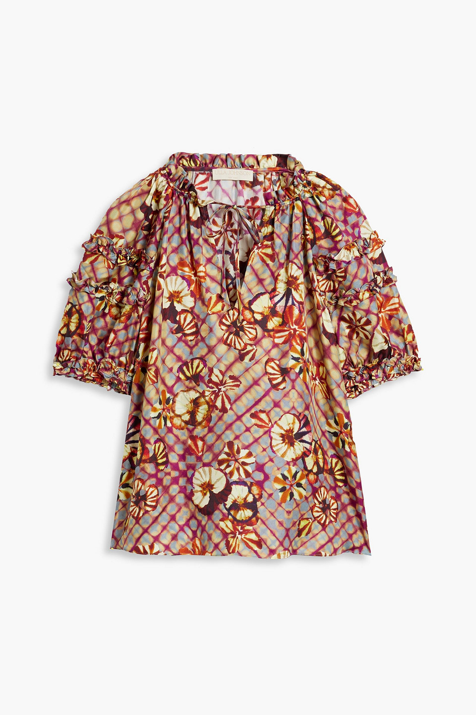 Ulla Johnson Annabella Floral-print Blouse In Pastel Yellow