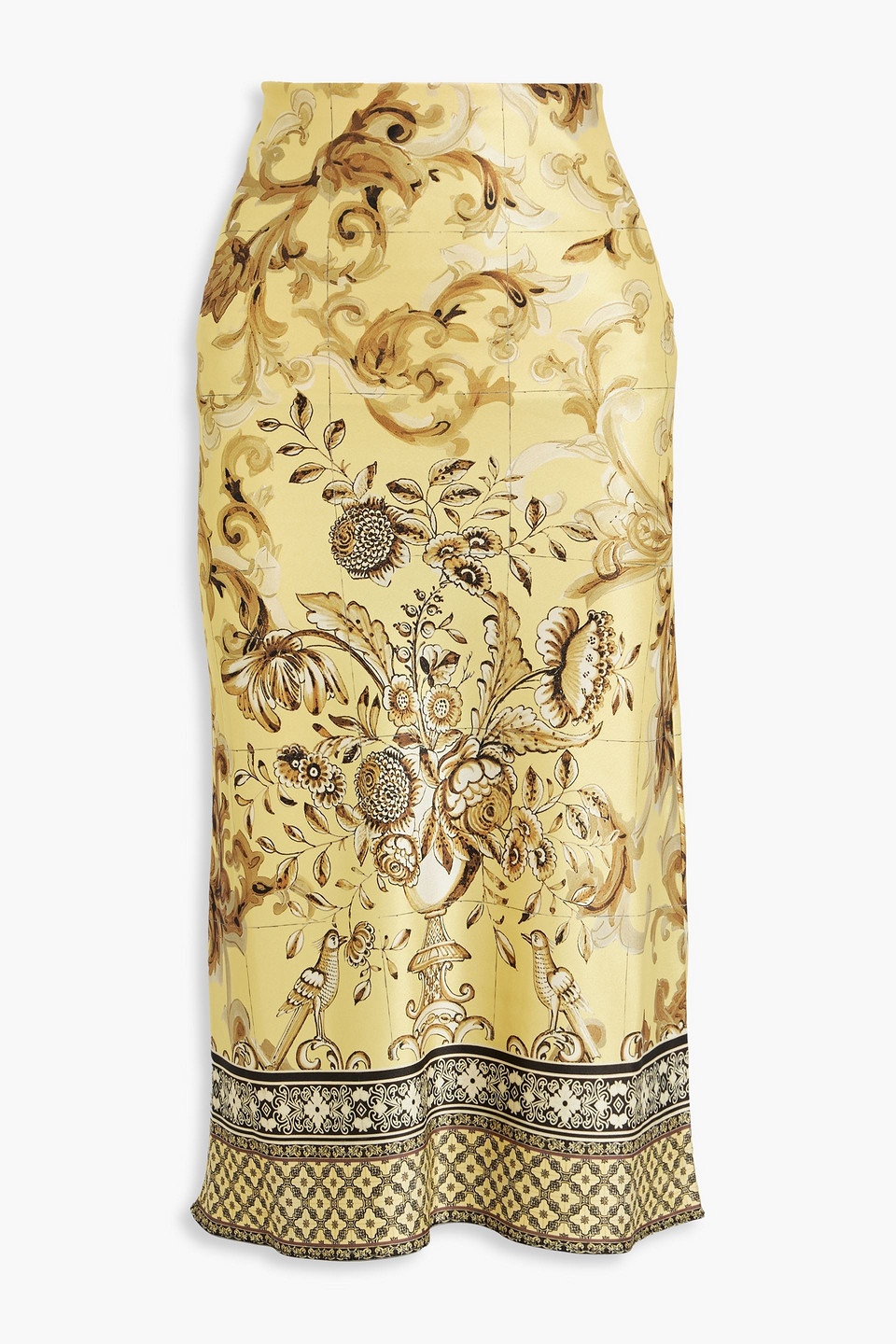 Maeve printed satin midi skirt