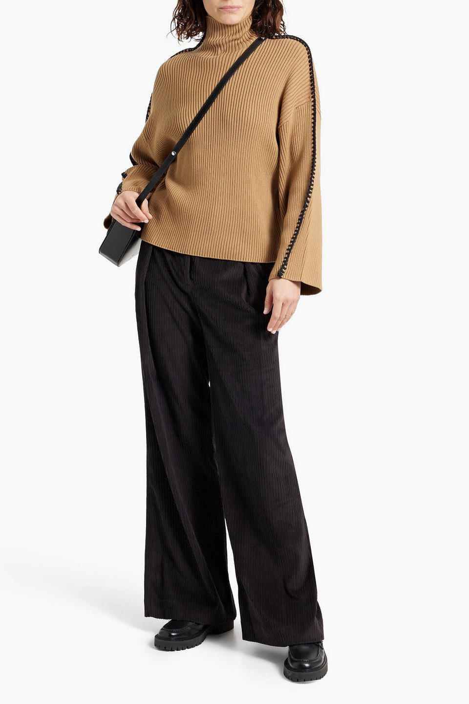 Rag & Bone Bennett Corduroy Wide-leg Pants In Black