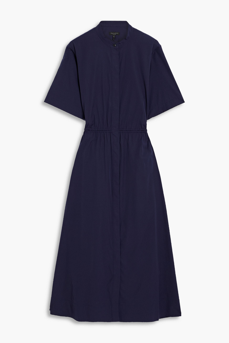 Rag & Bone Ronan Cutout Cotton-poplin Midi Dress In Navy