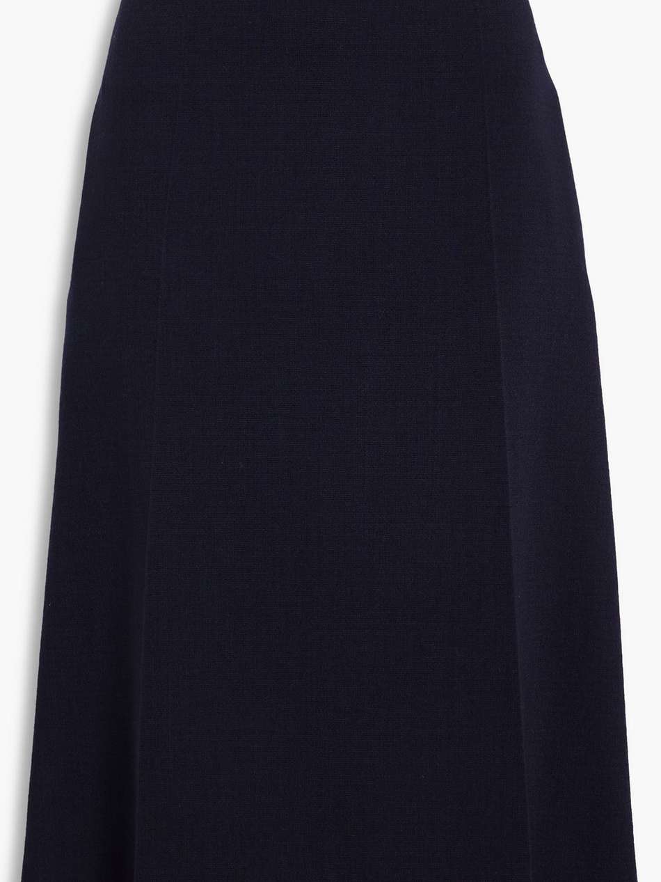 wool-blend crepe midi skirt