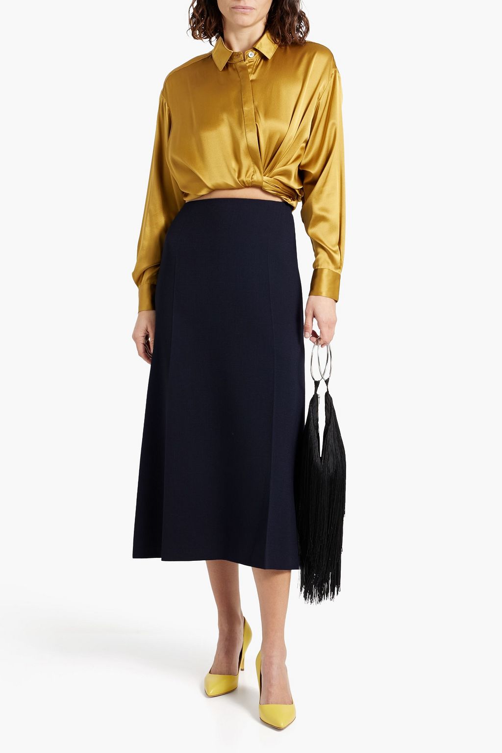 VALENTINO GARAVANI Wool-blend crepe midi skirt