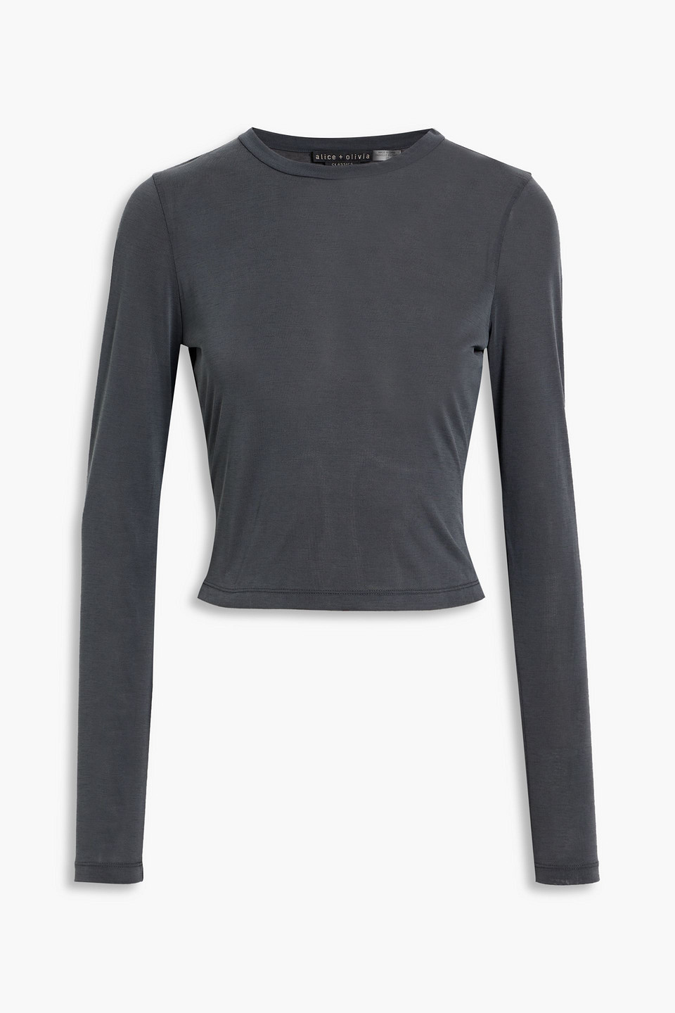 Alice And Olivia Modal-blend Jersey Top In Dark Gray