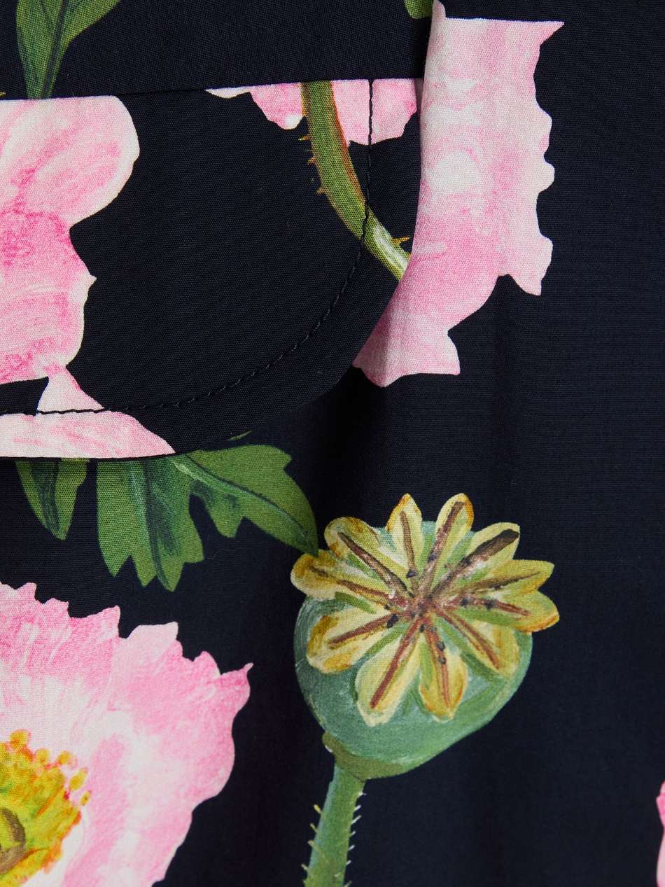 belted floral-print cotton-blend poplin midi dress